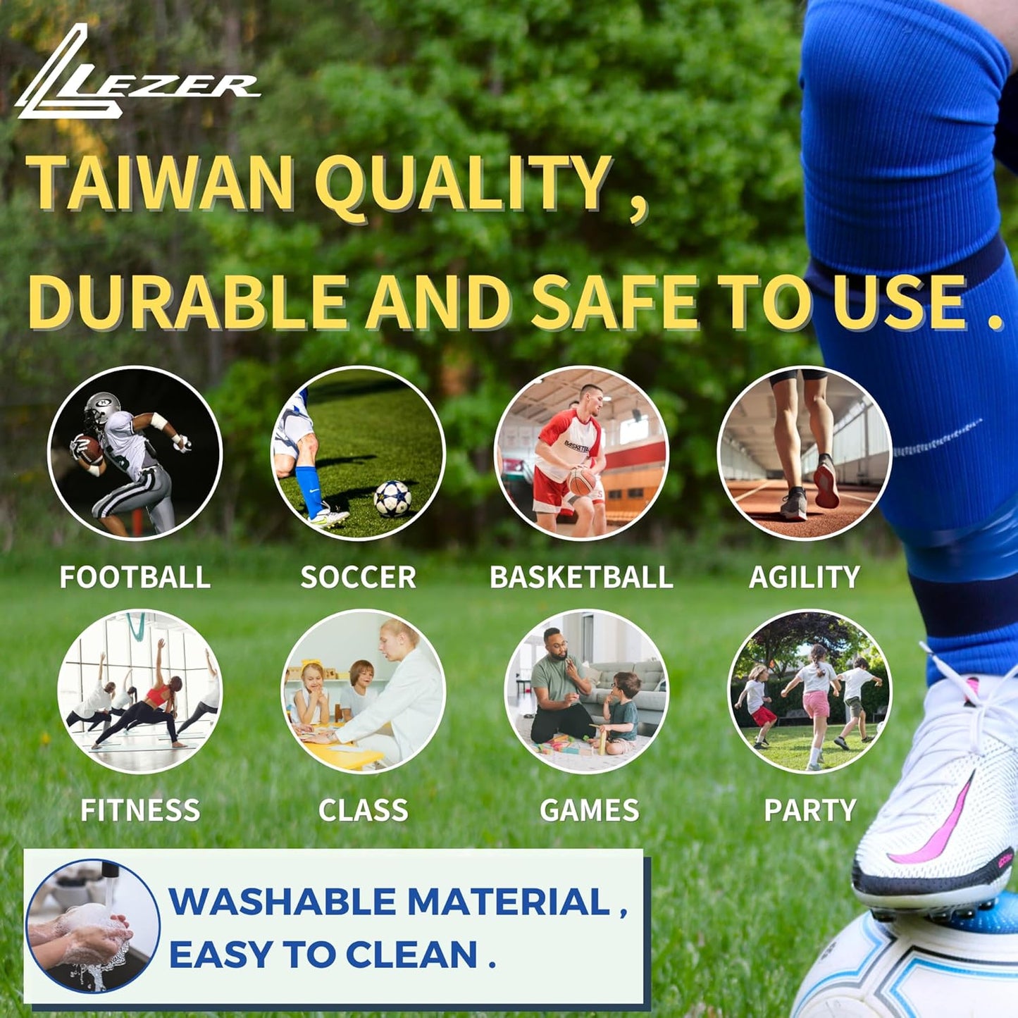 LEZER 6 Inch 8 Inch Flat Cones, Spot Markers, Soccer Cones, Field Court Markers, Sit Spots, Flat Discs, Soccer Training Equipment, Agility Practice, Football, Made in Taiwan