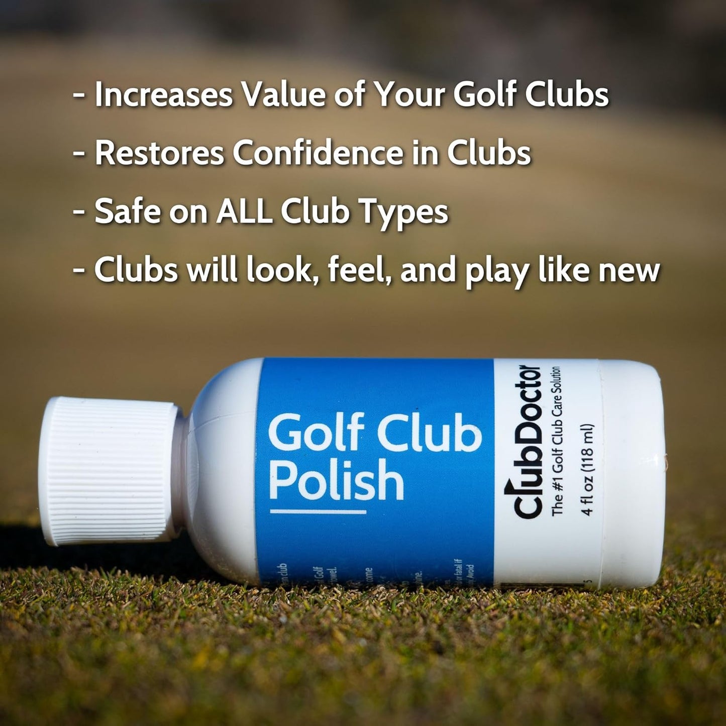 Club Doctor Golf Club Polish, Made in USA for Golfers, Restores, Shines, Polishes - Works on Drivers, Irons, Putters, Woods