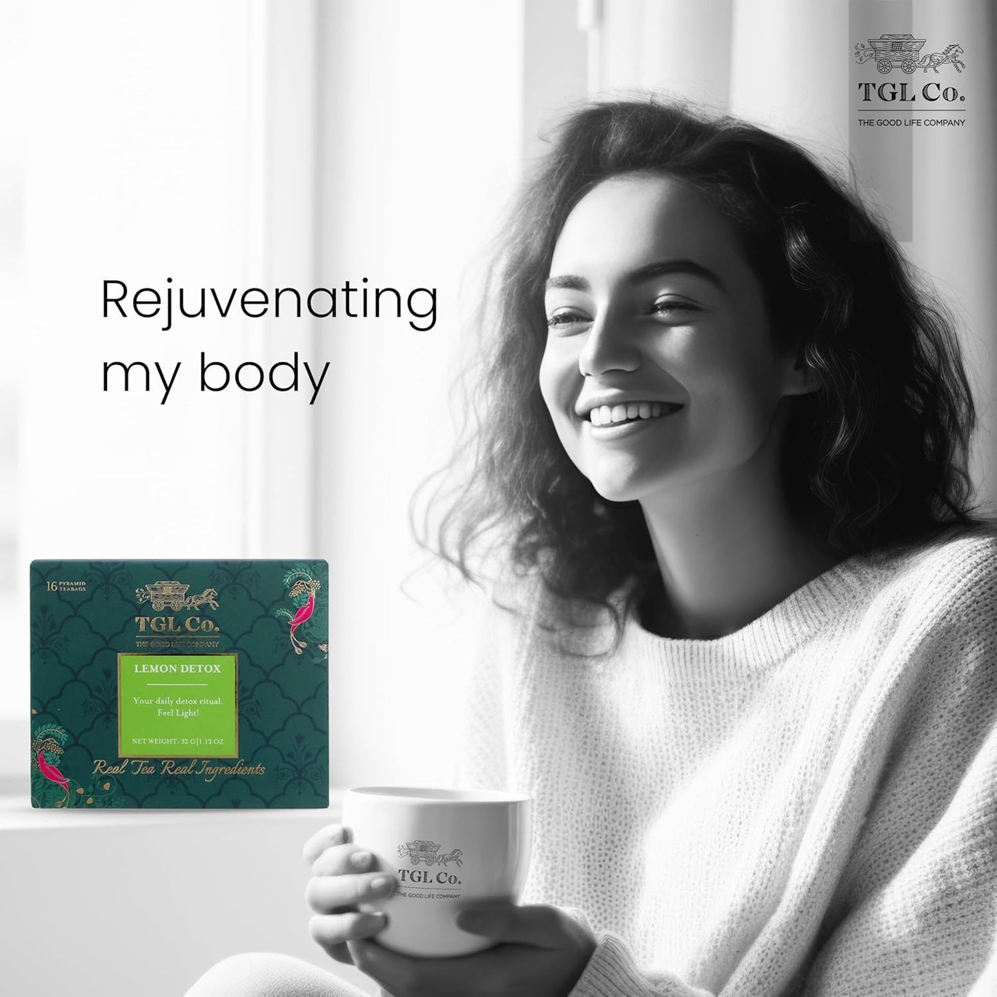 TGL Co. Lemon Detox Tea (16 Green Tea Bags) | Lemon Tea Keeps Hydrated | Sip it Hot or Iced