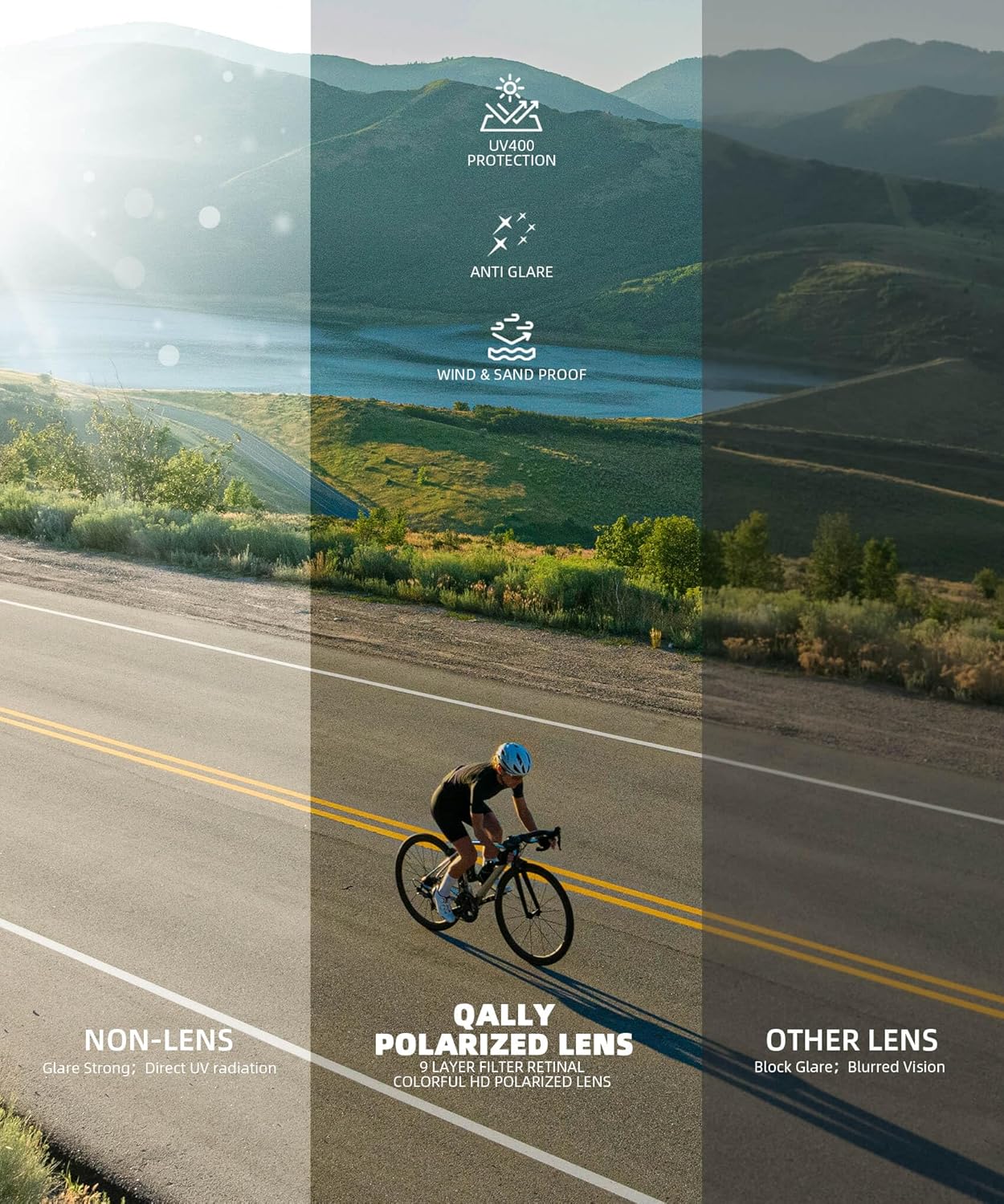 Polarized-Sunglasses-Men Sports Mens-Sunglasses: Sun-Glasses with UV400 Protection for Driving Golf Fishing Running