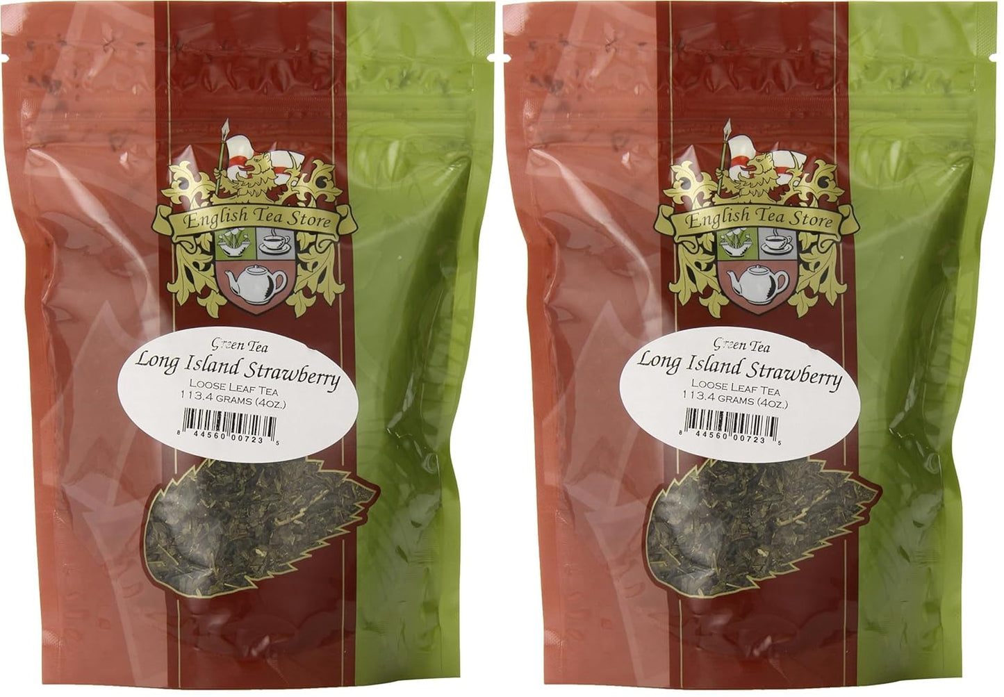 English Tea Store Loose Leaf, Long Island Strawberry Green Tea Pouches - 4oz, 4 Ounce (Pack of 2)
