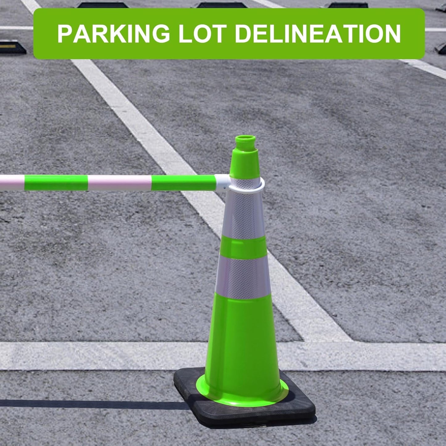OrangeStar 28" Traffic Cones 4-Pack, Green Safety Cones with Reflective Collars, Weighted Rubber Base for Highway, Roadwork, Parking Lot Safety, Warehouse, Indoor & Outdoor Use