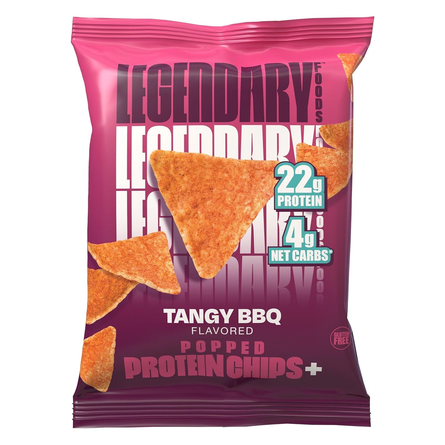 Legendary Foods Tangy BBQ Protein Chips – Popped Tortilla Style – 22g High Protein, 4g Net Carbs, Low Sugar, Gluten Free, Keto Snack Packs – 10 Count – Healthy Crunchy Chips