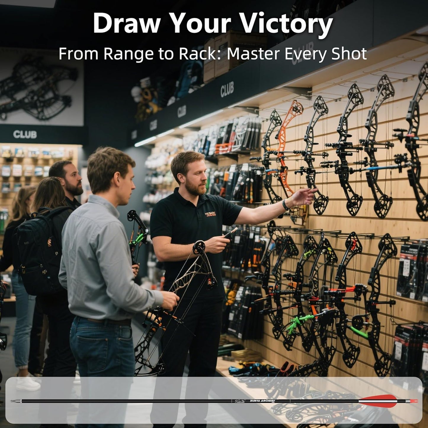 SUNYA 12-Pack 30 Inch Carbon Arrows Spine 500 or 400 for 40-60 LBS Bows|Switch to Recurve/Compound Modes, Anti-Loose O-Ring & TPU Vanes for Hunting/Target Practice