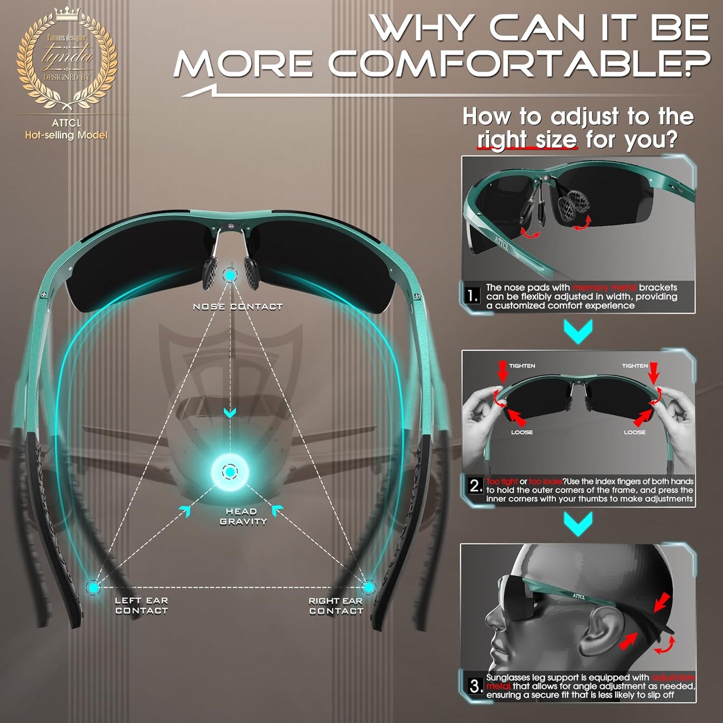 ATTCL Men's Sports Polarized Sunglasses Men for Driving running Fishing Golf - UV Protection Sun glasses Metal Frame