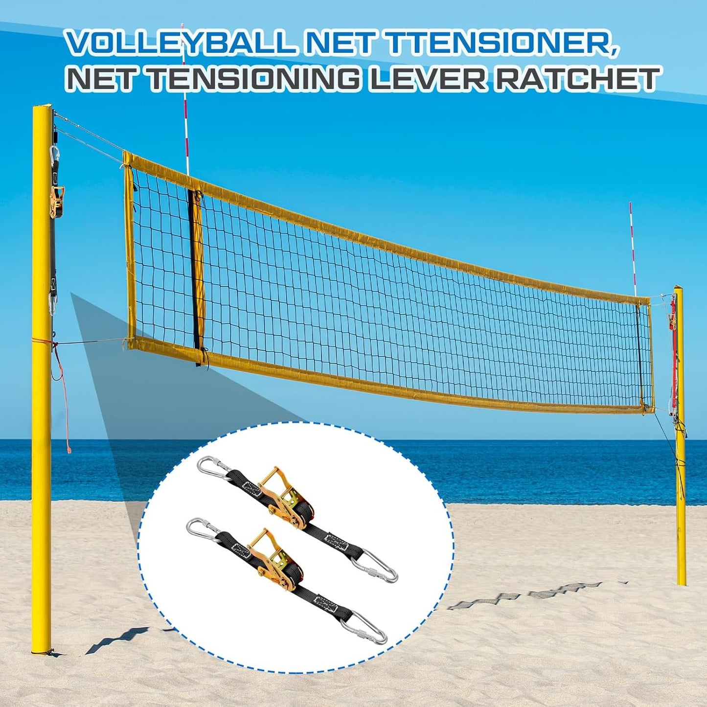 2 Pcs Volleyball Net Ratchet Strap Heavy Duty Net Tensioning Lever Ratchet Volleyball Poles Rope Tightener