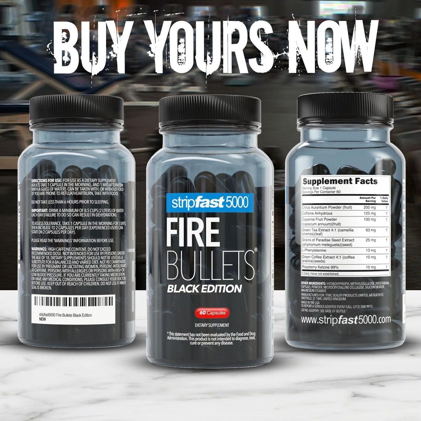 stripfast5000 Fire Bullets Black Edition Max Strength for Women and Men - Pack of 1