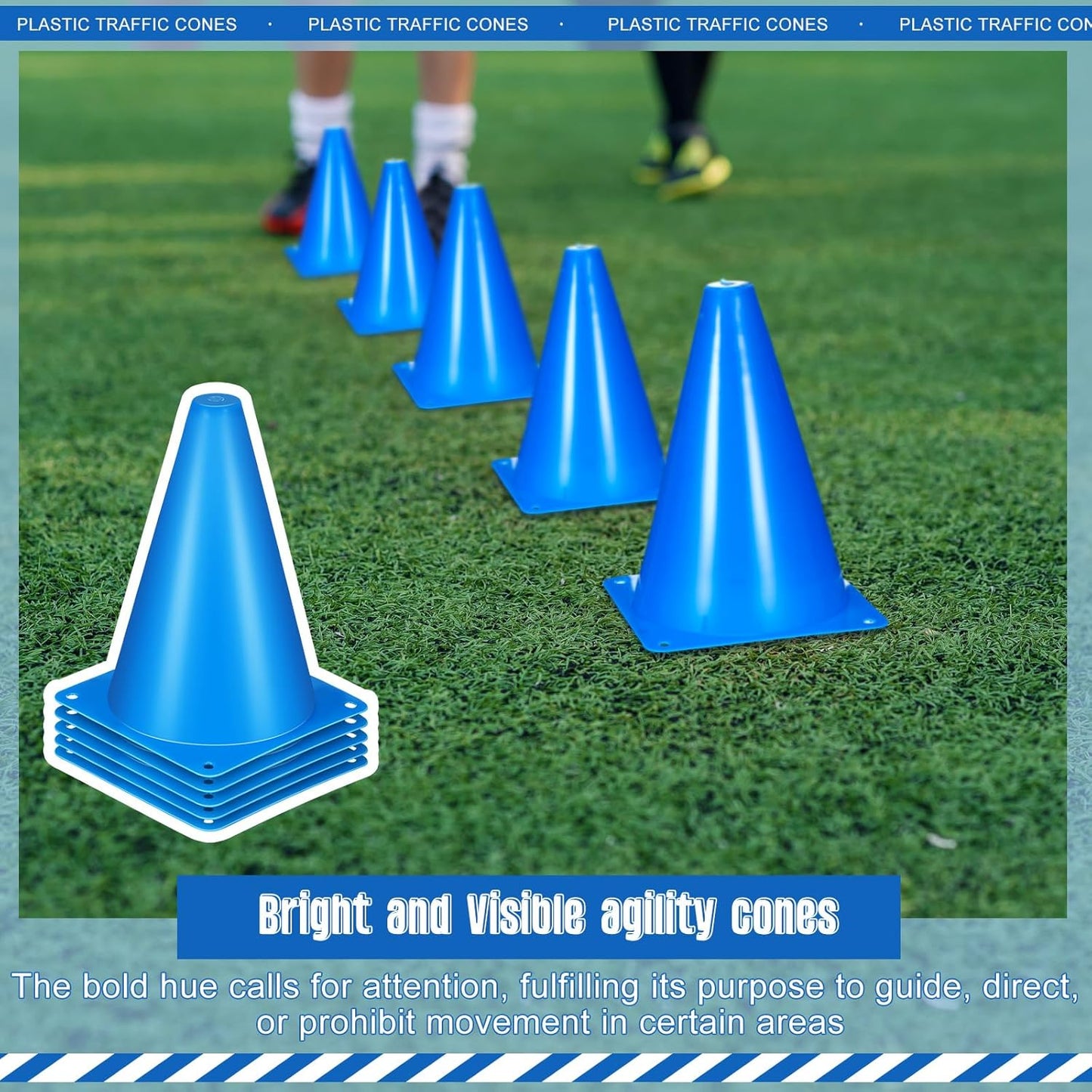 Syhood 30 Pack 7 Inch Plastic Traffic Cones Sports Training Agility Marker Mini Cones for Soccer, Skating, Football, Basketball, Indoor and Outdoor Games Sports Practice Equipment