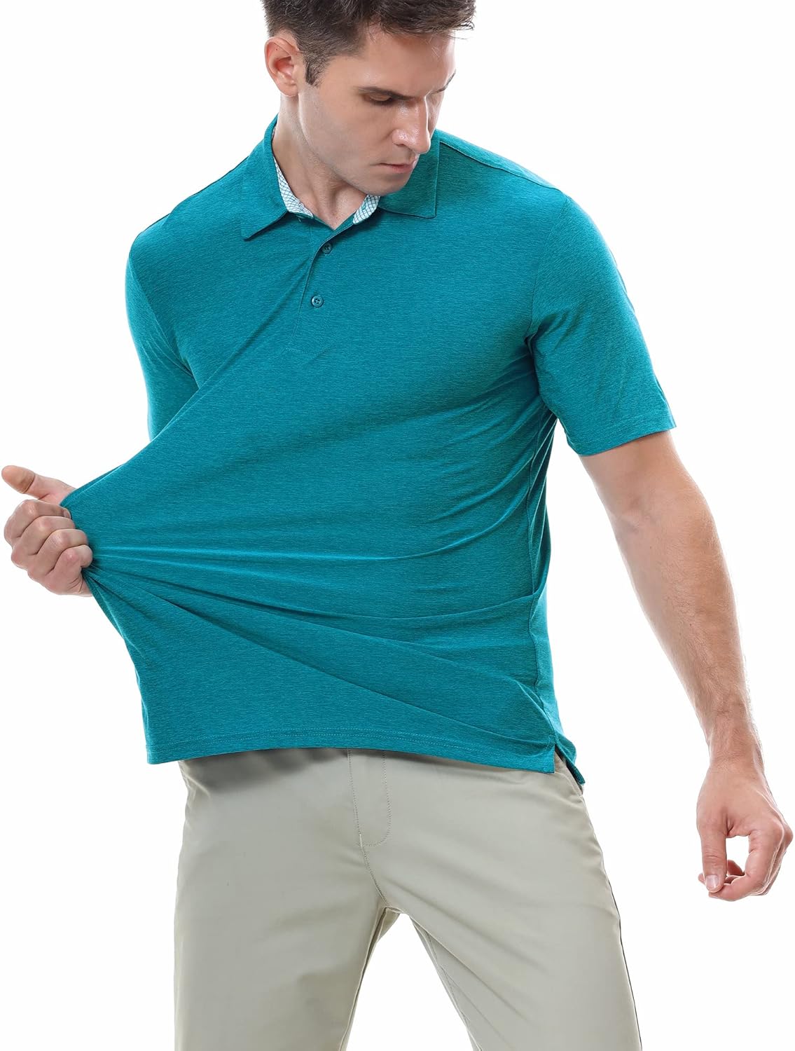 WARHORSEE Golf Polo Shirts for Men Short Sleeve Wrinkle Free 4 Way Stretch Moisture Wicking Performance Collared Tshirts