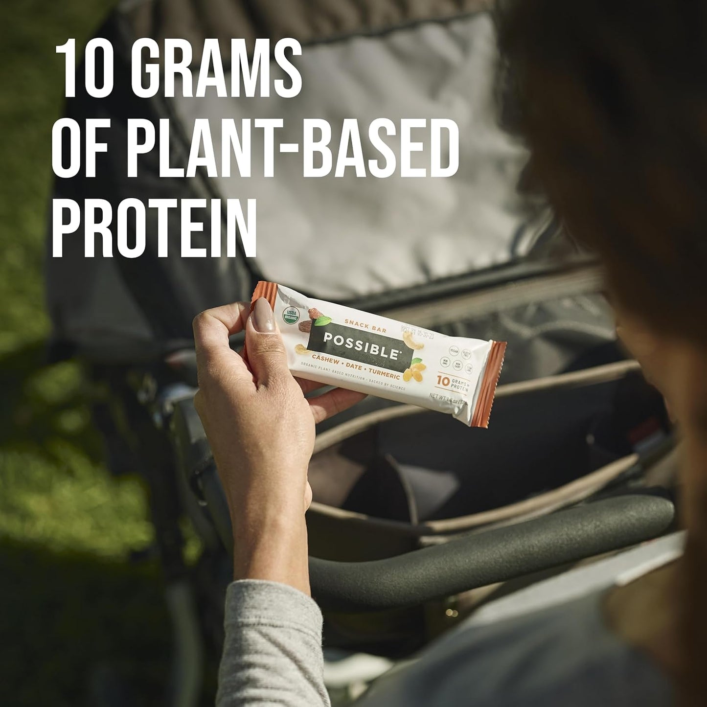 POSSIBLE Snack Bar - Organic Energy Bars with 10g of Plant-Based Protein - Vegan, Gluten-Free, Non-Dairy, USDA Organic - Healthy Fats - Clean Label - 1 Box, 12 Servings - Cashew Date Turmeric