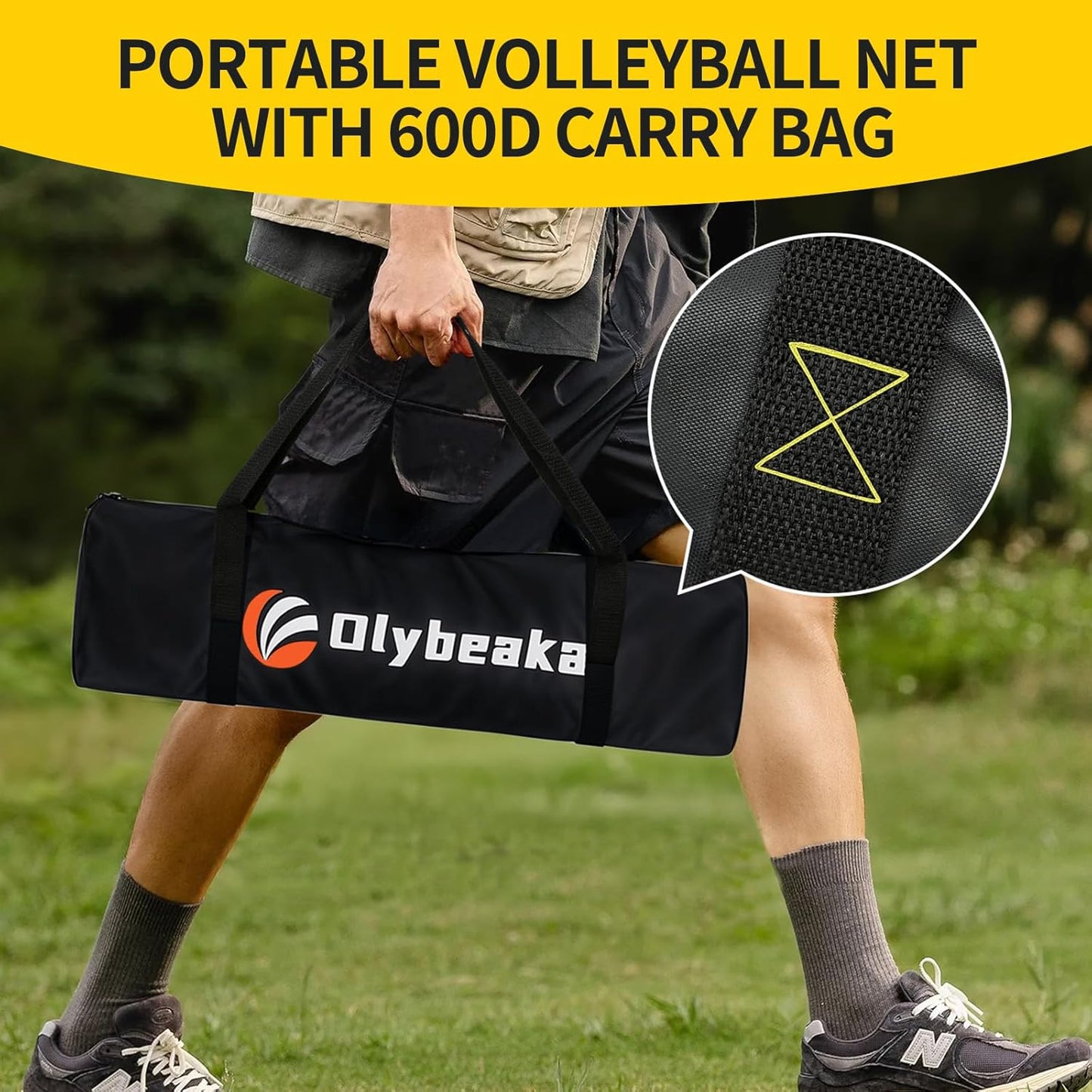 Portable Outdoor Volleyball Net Set for Backyard Beach with Adjustable Poles, Soft PU Volleyball & Pump, Carry Bag and Durable Anti-Sagging Net