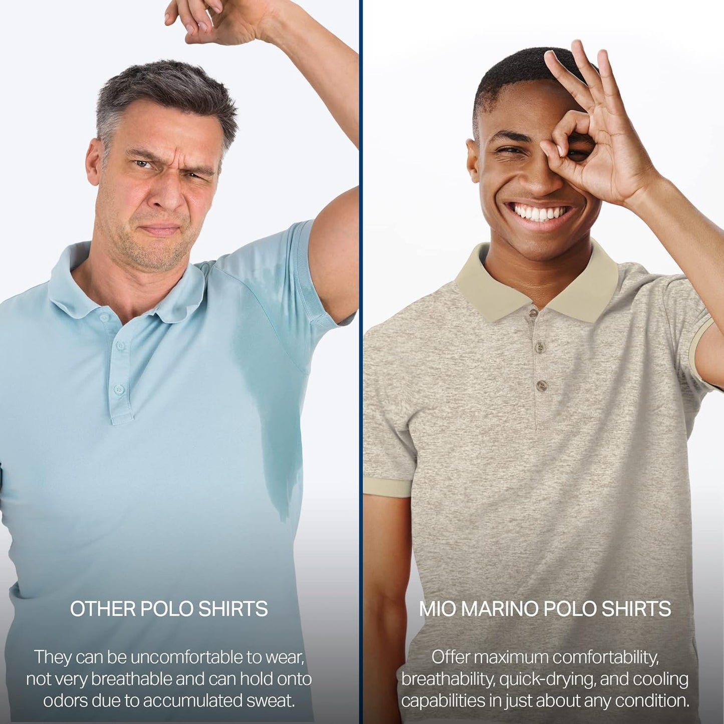 Mio Marino Golf Polo Shirts for Men - Dry Fit - Ultra-Thin Breathable Fabric