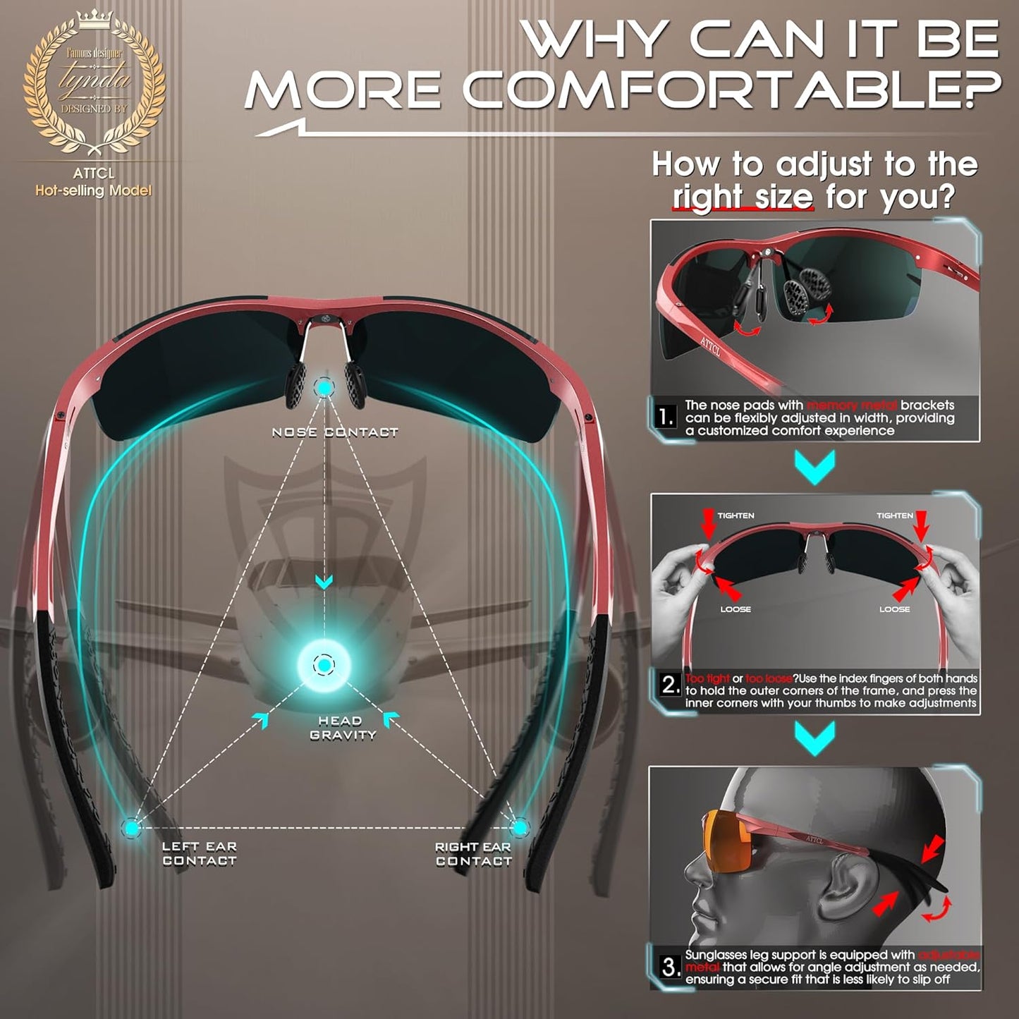 ATTCL Men's Sports Polarized Sunglasses Men for Driving running Fishing Golf - UV Protection Sun glasses Metal Frame