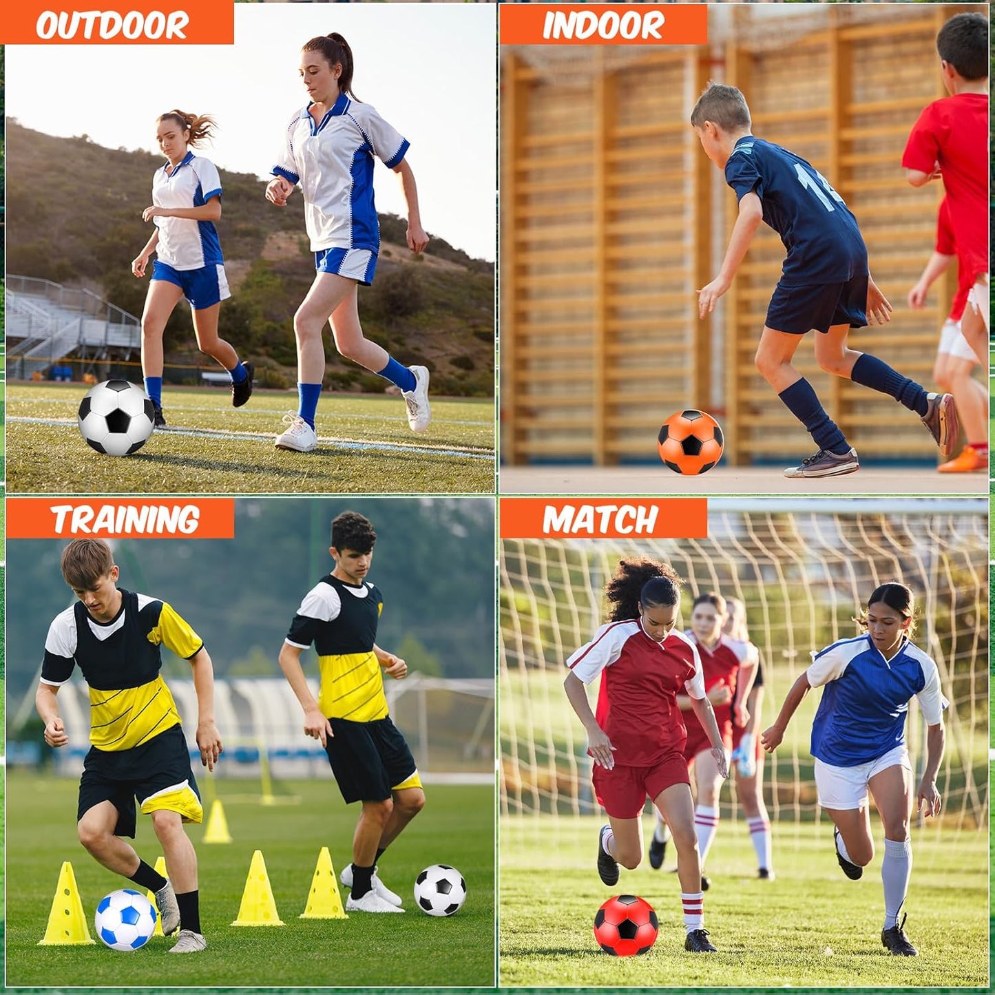 12 Pcs Soccer Balls for Teen Adult Bulk Deflated Soccer Ball with Pump Size 5 Indoor Outdoor Training Practice for School Sports Game Birthday Gifts Party Back to School