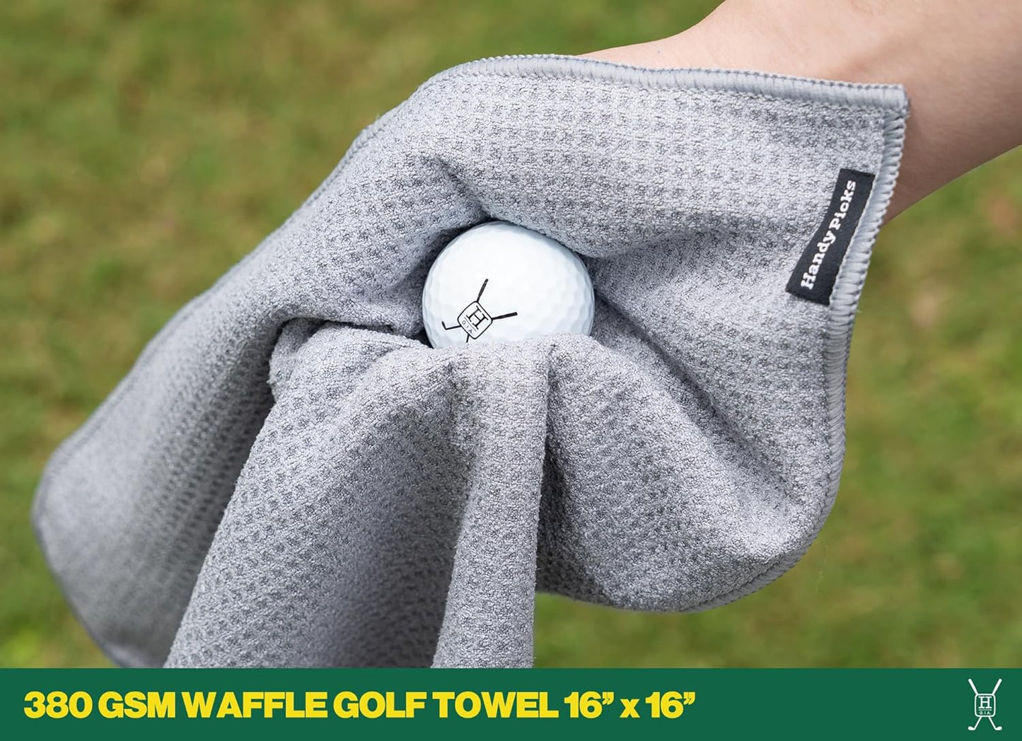 Handy Picks Golf Club Cleaner with Water Bottle Holds 5.5 OZ, Heavy Duty Metal Retractable Magnetic Clip, Waffle Microfiber Golf Towel, Ideal Water Brush Combo