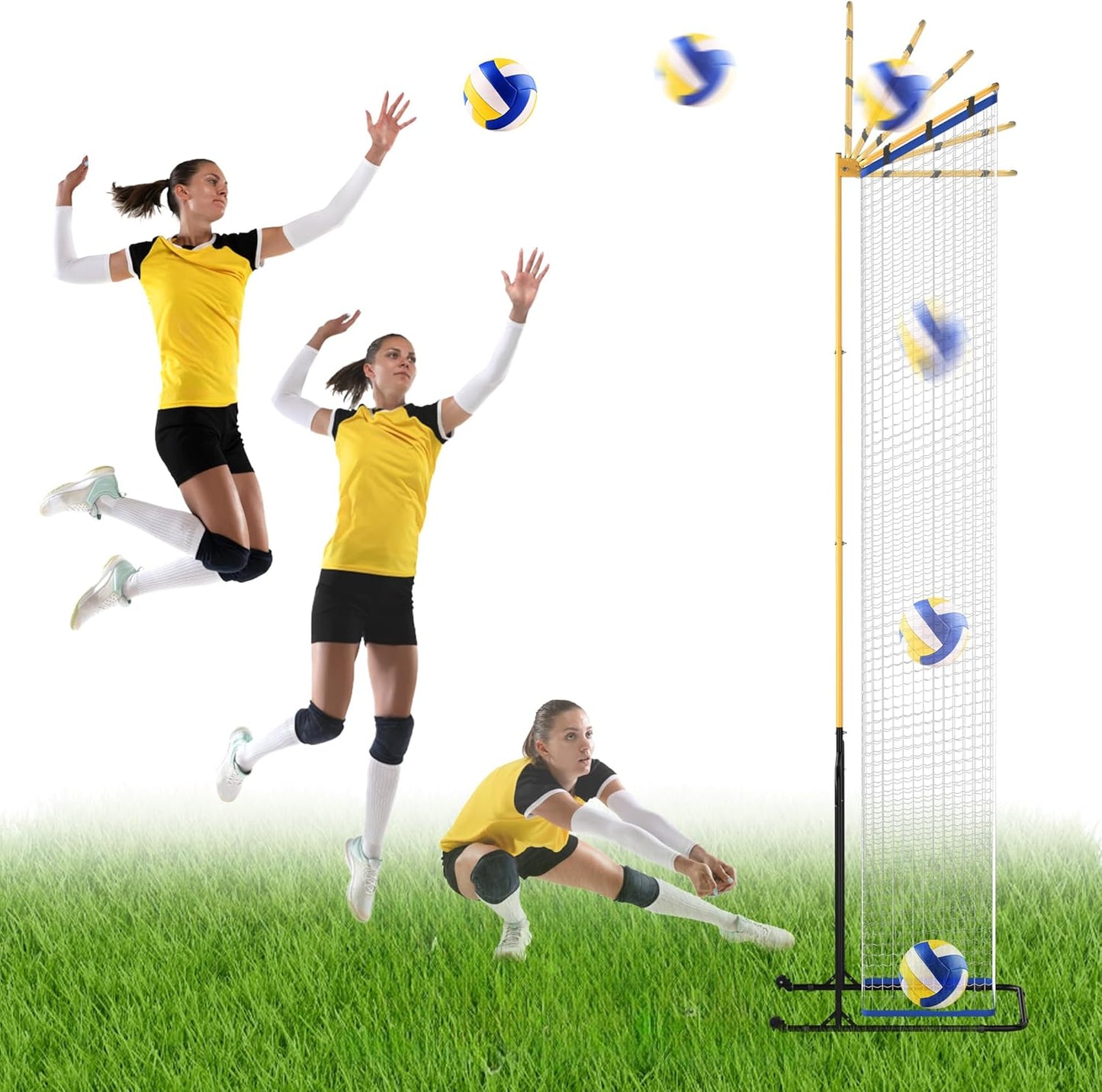 Volleyball Setter Trainer Net with Adjustable Heights & Angles,Setter Training Equipment for Setting,Serving,and Spiking,Movable Target Net for Indoor & Outdoor Practice