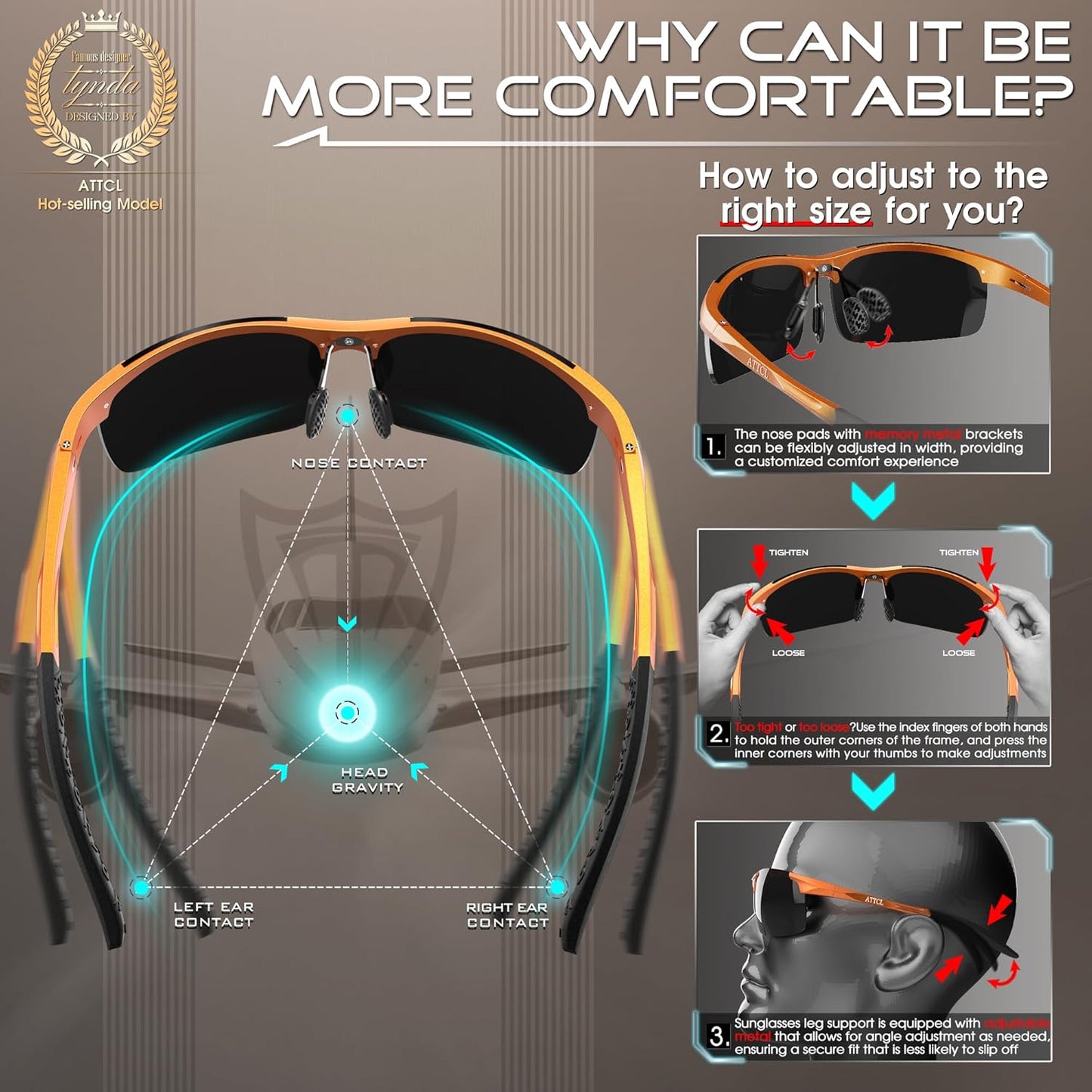 ATTCL Men's Sports Polarized Sunglasses Men for Driving running Fishing Golf - UV Protection Sun glasses Metal Frame