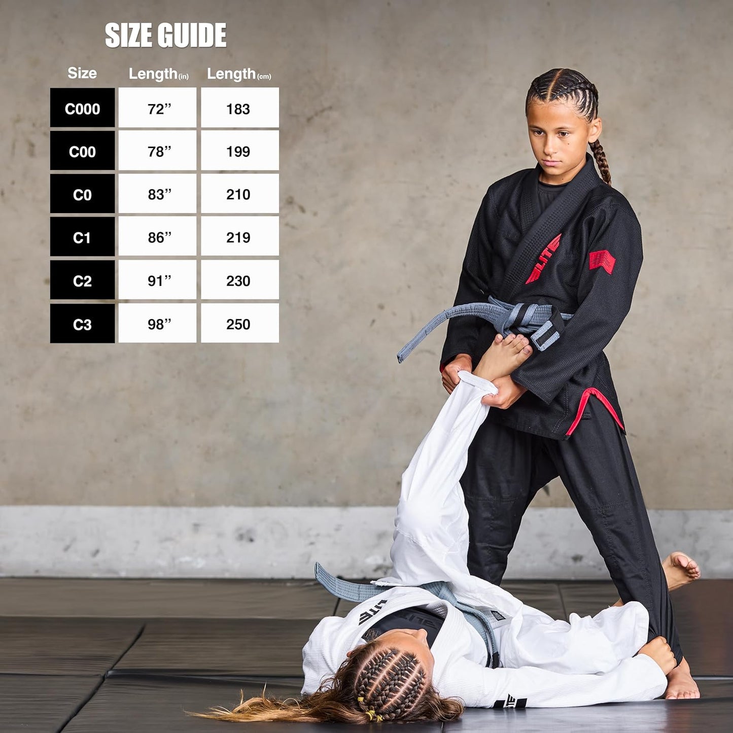 Elite Sports Kids Brazilian Jiu Jitsu Belts Preshurunk Martial Arts Youth BJJ Belts for Girls & Boys with BJJ Ranking Stripes