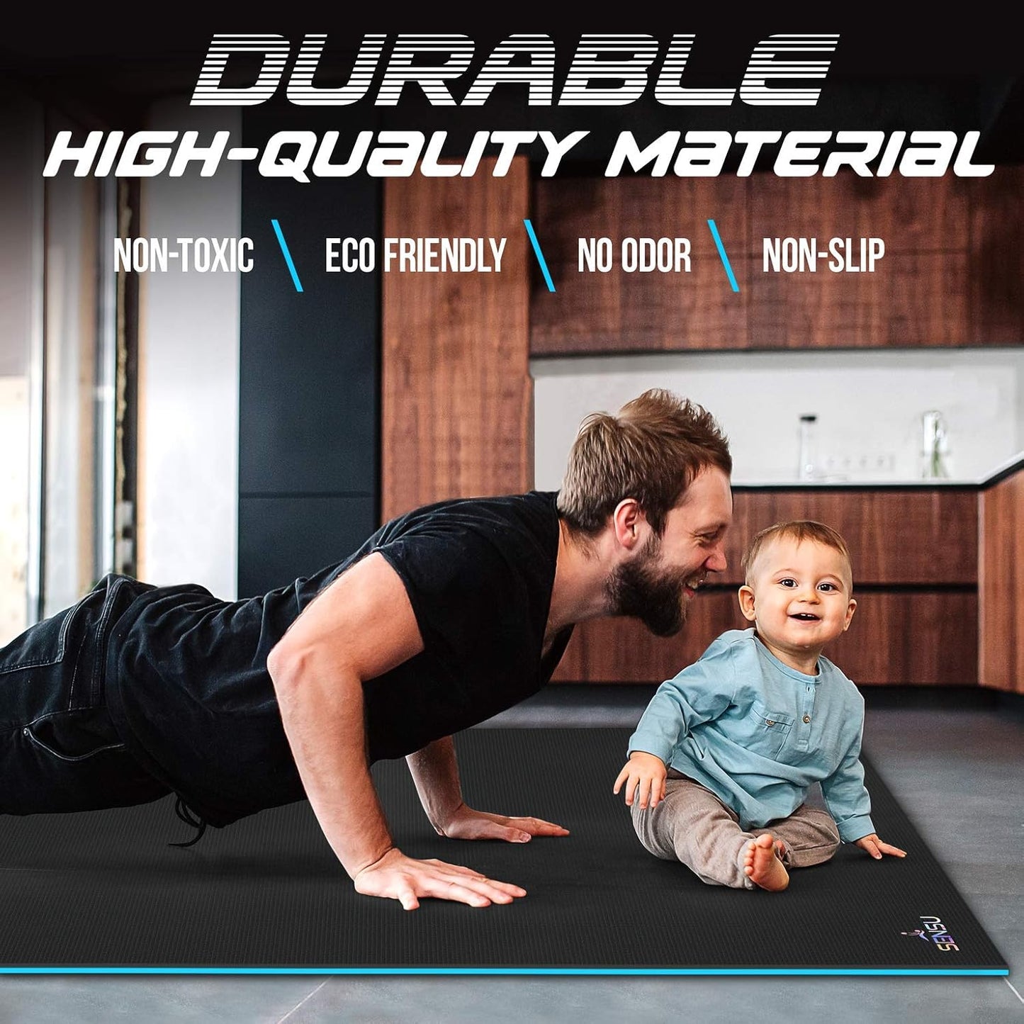 Sensu Large Yoga Mat - 7' x 5' x 9mm Extra Thick Yoga Mat for Men and Women - Non-Slip Surface for Extra Grip - Ideal for Hot Yoga, Pilates, Grounding and Meditation at Home or in Studios