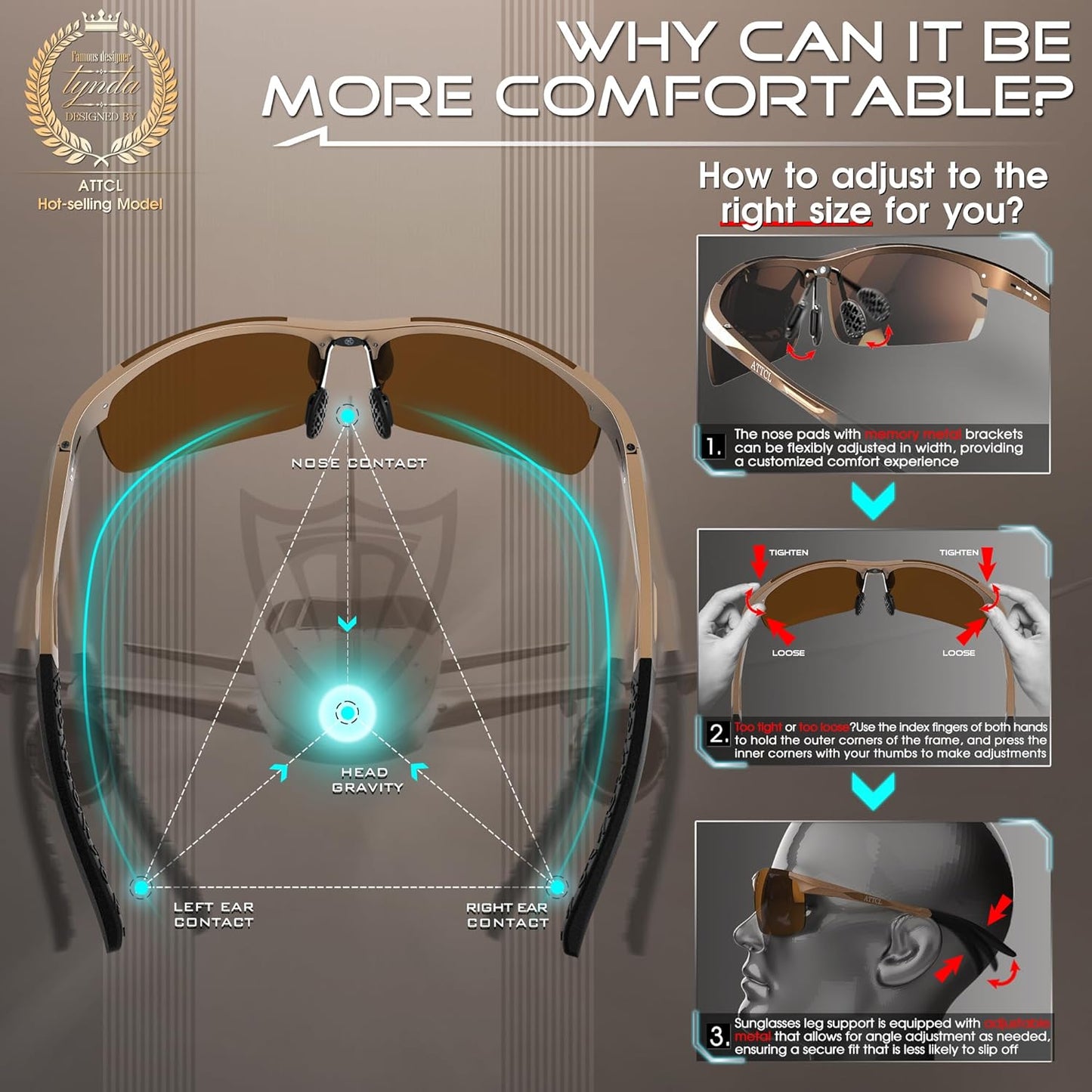 ATTCL Men's Sports Polarized Sunglasses Men for Driving running Fishing Golf - UV Protection Sun glasses Metal Frame