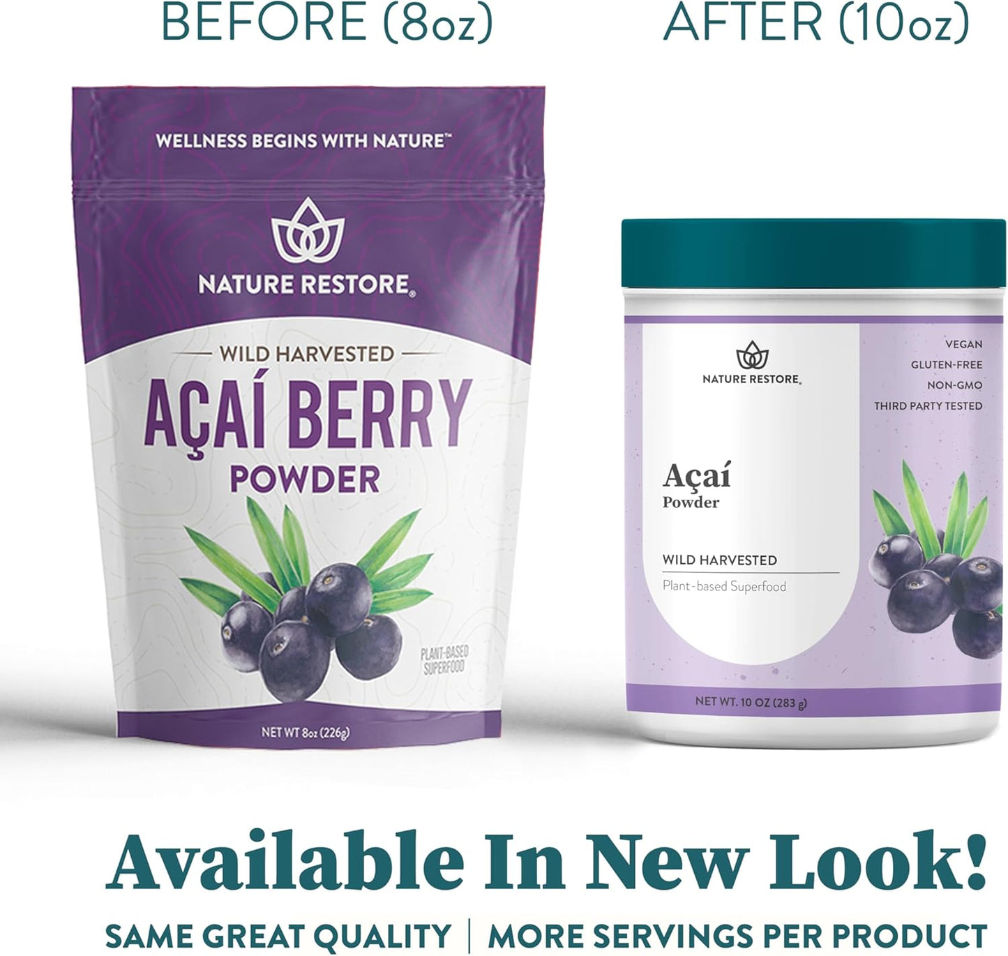Nature Restore Wild Harvested Acai Berry Powder, 10 Ounces, Non GMO, Gluten Free, Brazilian Wild Grown