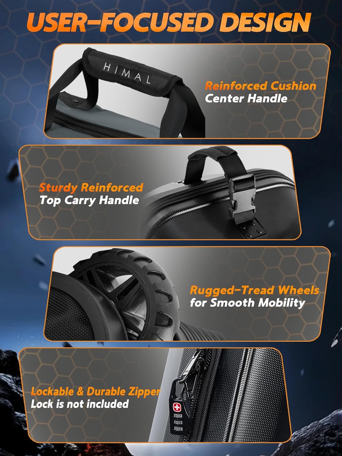 Golf Travel Bag with PC Hard Case Top, 1680D Heavy Duty Oxford Fabric Golf clubs Travel Bags for Airlines with Wheels, Wear-Resistant, Foldable