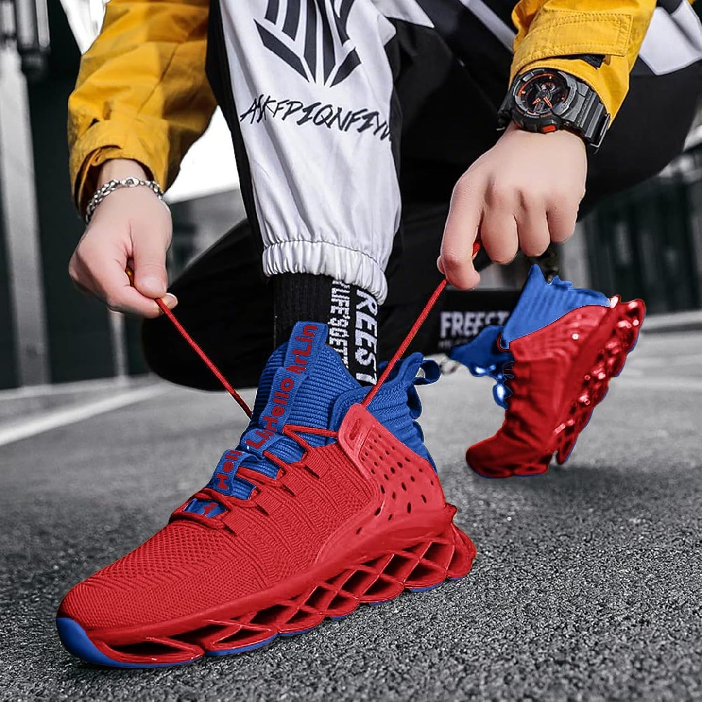 Hello MrLin Men's Running Shoes Non Slip Athletic Tennis Walking Blade Type Sneakers Hip Hop