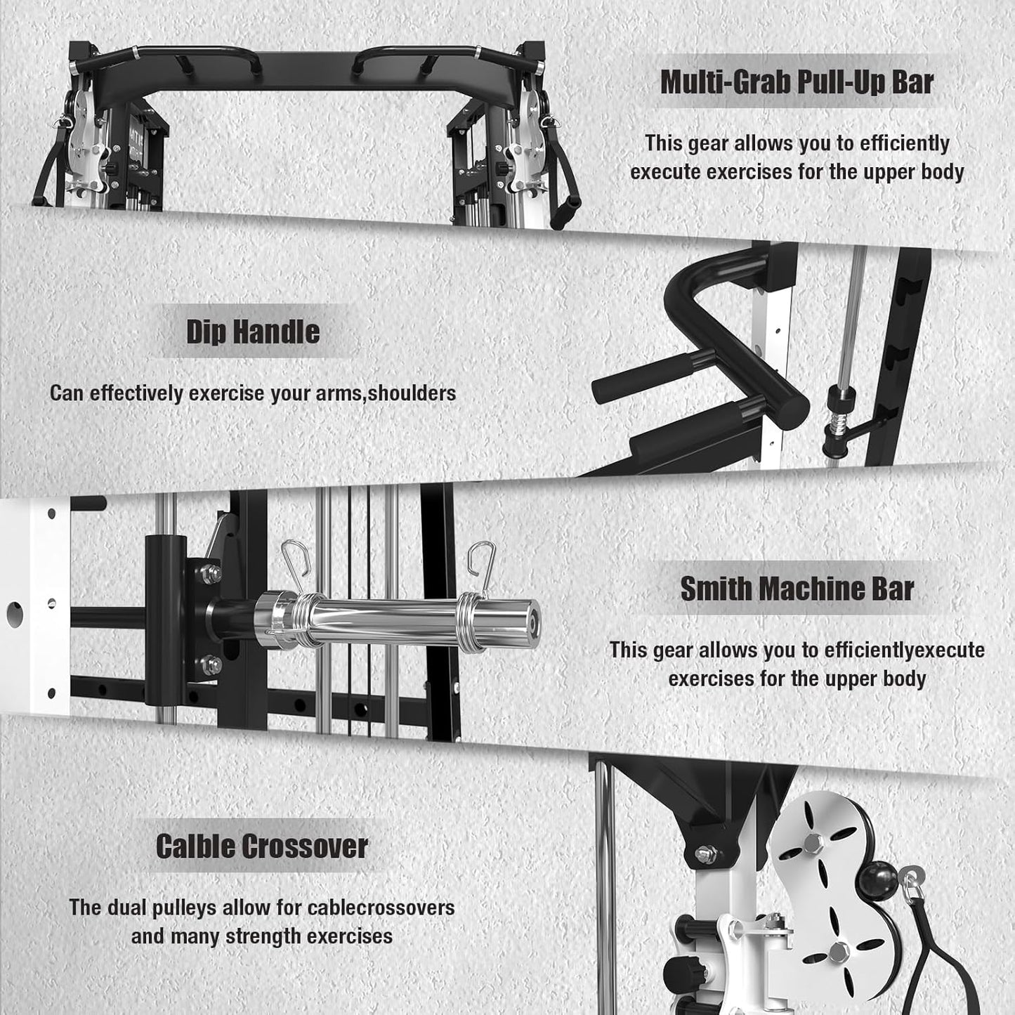 Smith Machine,2200 LBS Squat Rack for Home Gym with Dual Pulley System,Multifunctional Power Rack Cage for Strength Training with More Attachments