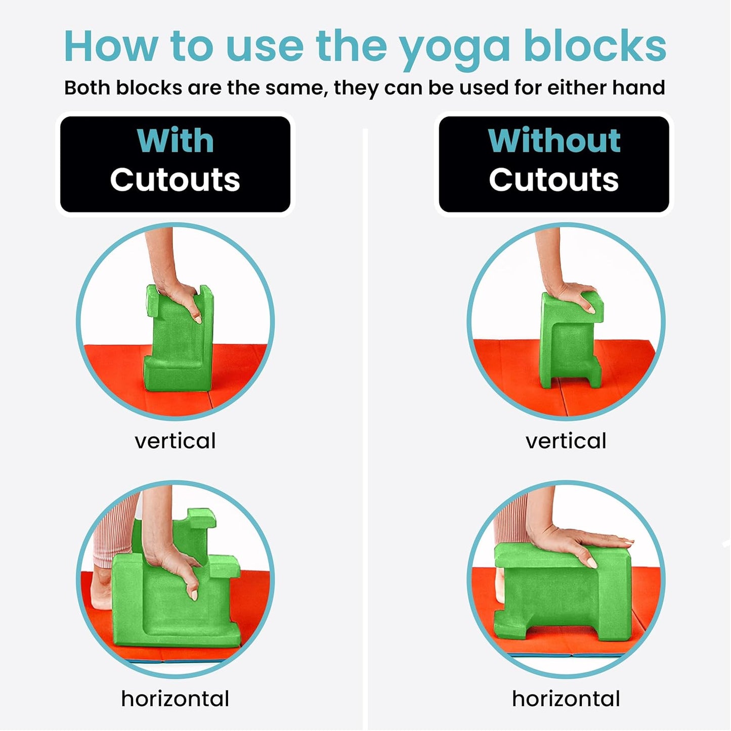 Ergo Yoga Blocks, Relieve Wrist Pain, Improve Comfort and Grip, Contoured Design, Pilates Exercise Balance & Stretching