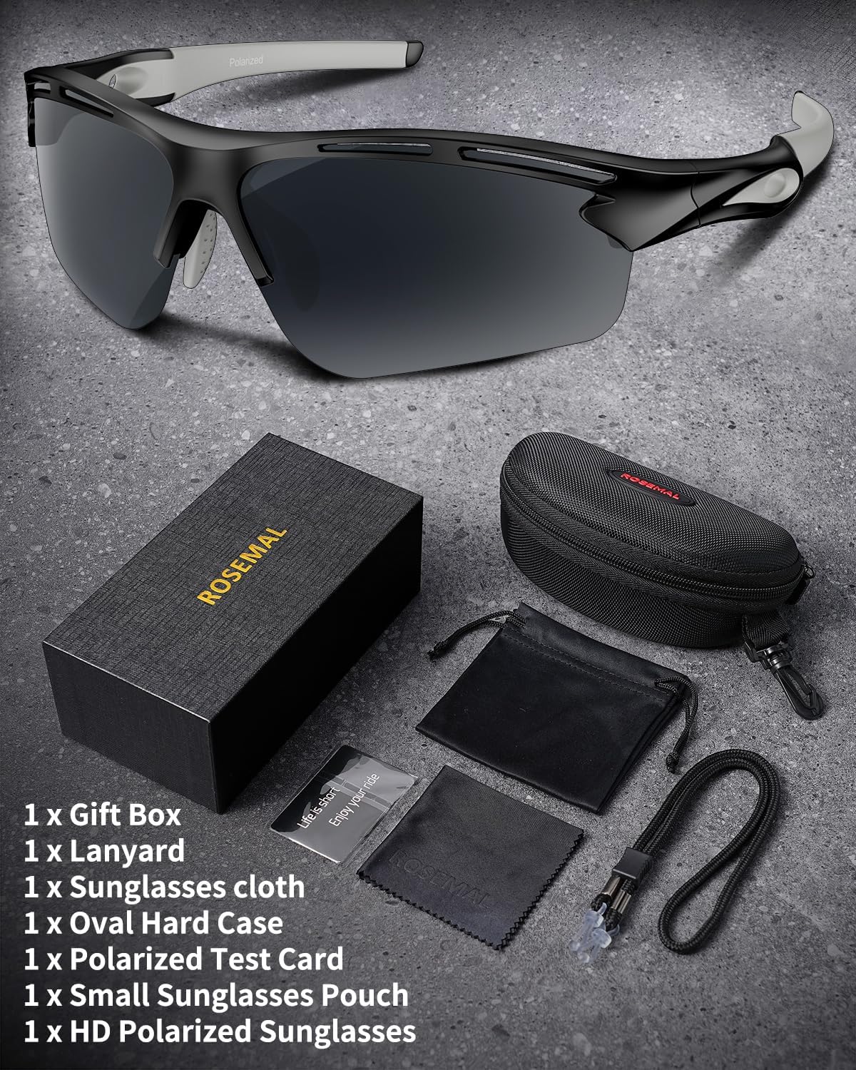 Polarized Sports Sunglasses for Men Women,UV400 Protection Sunglass for Running Cycling Fishing Hiking TR90