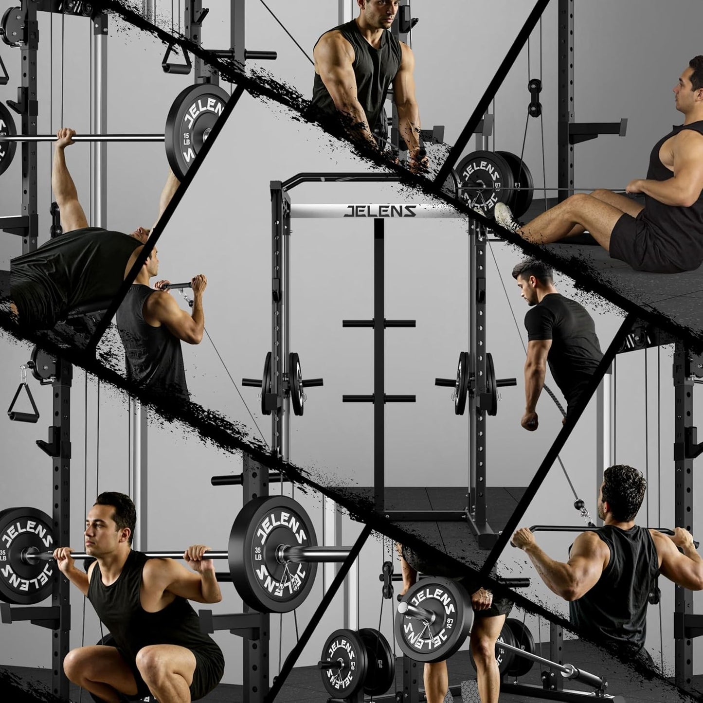 Power Cage, 2000LBS Multi-Function C21 Power Rack with Dual Pulley Cable Crossover System, All-in-One Squat Rack with More Training Attachments