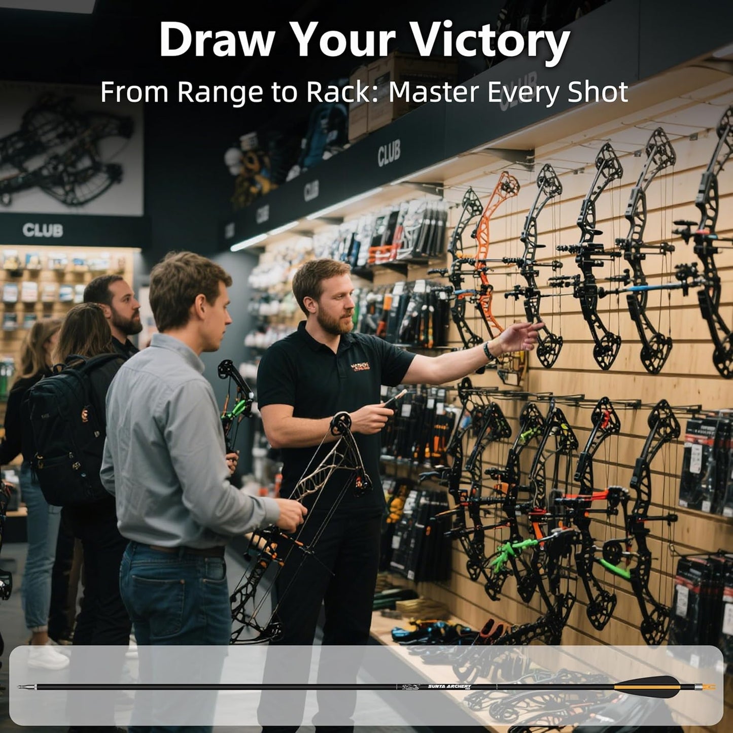 SUNYA 12-Pack 30 Inch Carbon Arrows Spine 500 or 400 for 40-60 LBS Bows|Switch to Recurve/Compound Modes, Anti-Loose O-Ring & TPU Vanes for Hunting/Target Practice