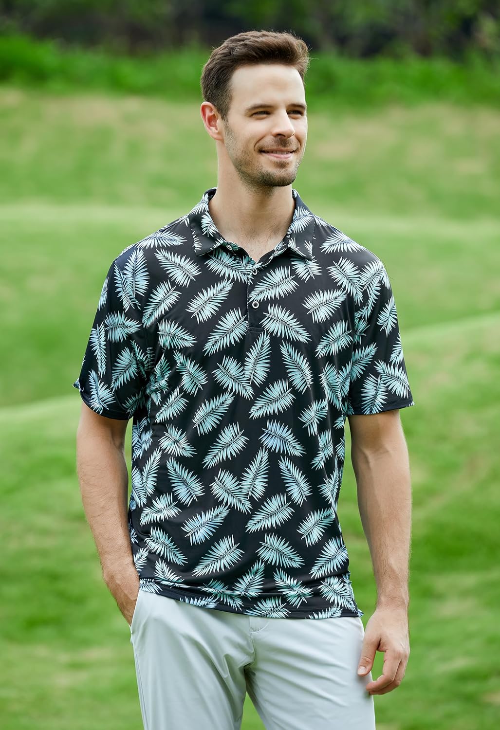 WARHORSEE Golf Polo Shirts for Men Short Sleeve Wrinkle Free 4 Way Stretch Moisture Wicking Performance Collared Tshirts