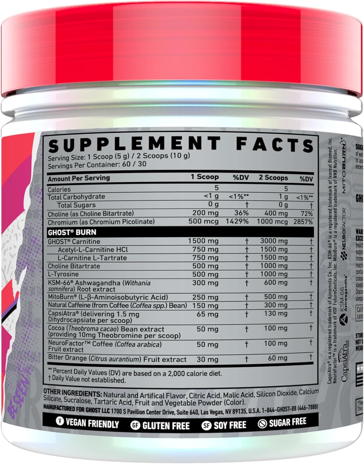 GHOST Burn Weight Management Powder, Passionfruit (60 Servings) - Metabolism & Energy Support Supplement for Men & Women - Natural Caffeine, L-Carnitine & L-Tyrosine - Gluten, Soy & Sugar-Free, Vegan