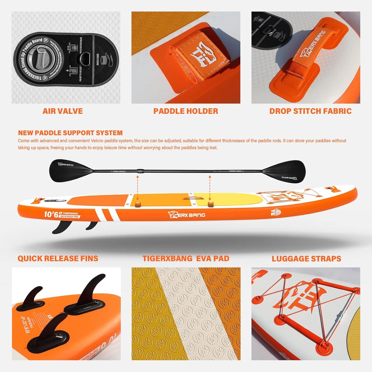 Inflatable Paddle Board with Premium SUP Board Accessories, Allround Paddle Boards for Adults/Kids,Stand Up Paddle Board Defender Collection