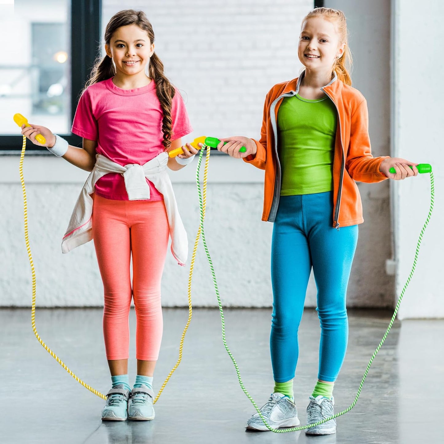 Kids Jump Rope, Colorful Nylon Skipping Ropes for Children, 7.78FT Adjustable Length, 5.51IN Handles, Lightweight Skipping Ropes Set for Indoor & Outdoor Play Fitness School Activities