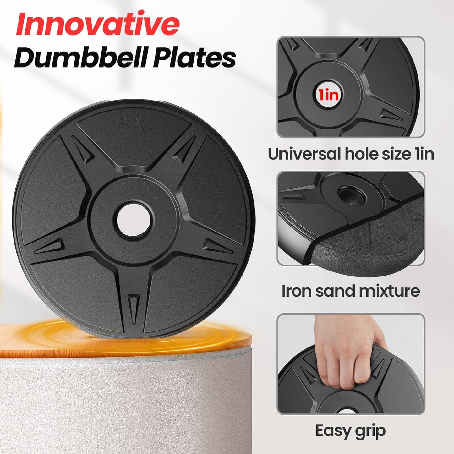 Adjustable Dumbbell Set, 55/70lbs Free Weights with Upgraded Nut, 4 in 1 Weight Set Used as Kettlebells, Barbell, Push Up Stand, Fitness Exercise for Home Gym Suitable for Men/Women