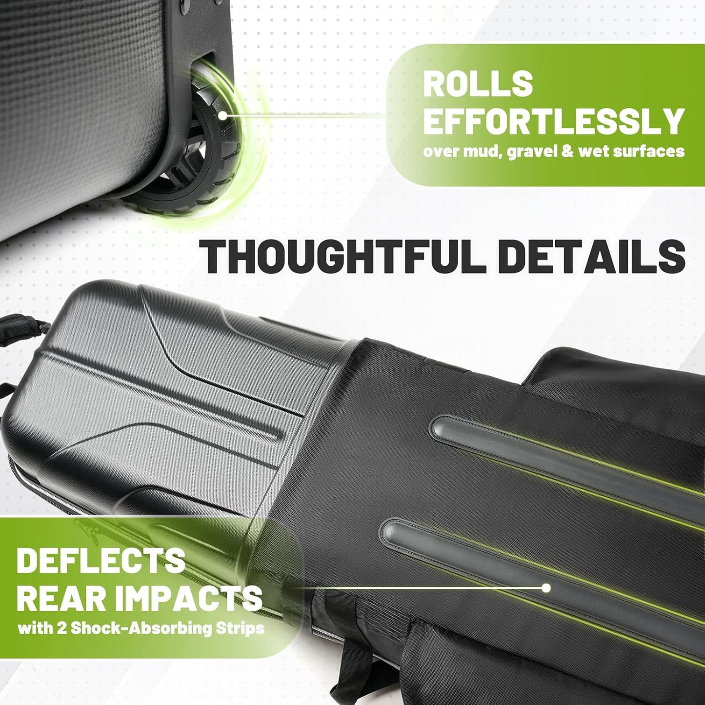 Hard Case Golf Travel Bags for Airlines with Oversize Tank Wheels, 2100D Oxford Fabric Soft Golf Club Carry Bags, Hard Cse Top Protect Club Travel Cover, Foldable for Easy to Maneuver