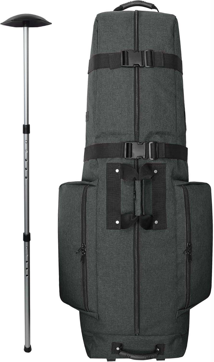 CaddyDaddy Constrictor Soft-Sided Golf Travel Bag Cover with Thick Dense Foam Padded Top 1 Year Full Travel Bag Replacement Coverage | Wheels & Lockable Zippers Case for Transporting Clubs on Airlines