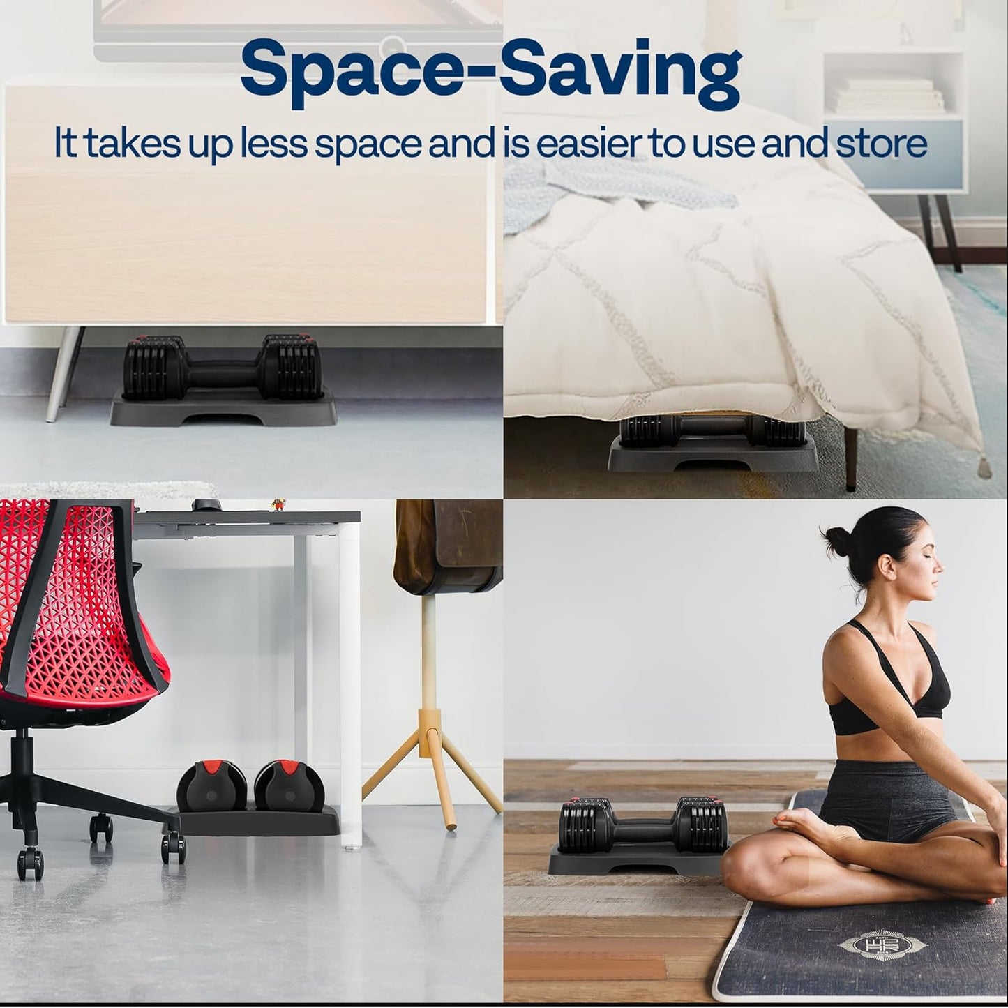 VIVOHOME 2.5 lbs to 15 lbs Adjustable Weights Dumbbells Set of 2 with Anti-Slip Handle and Tray Multiweight Options Workout Equipment for Men Women Home Gym Office Black