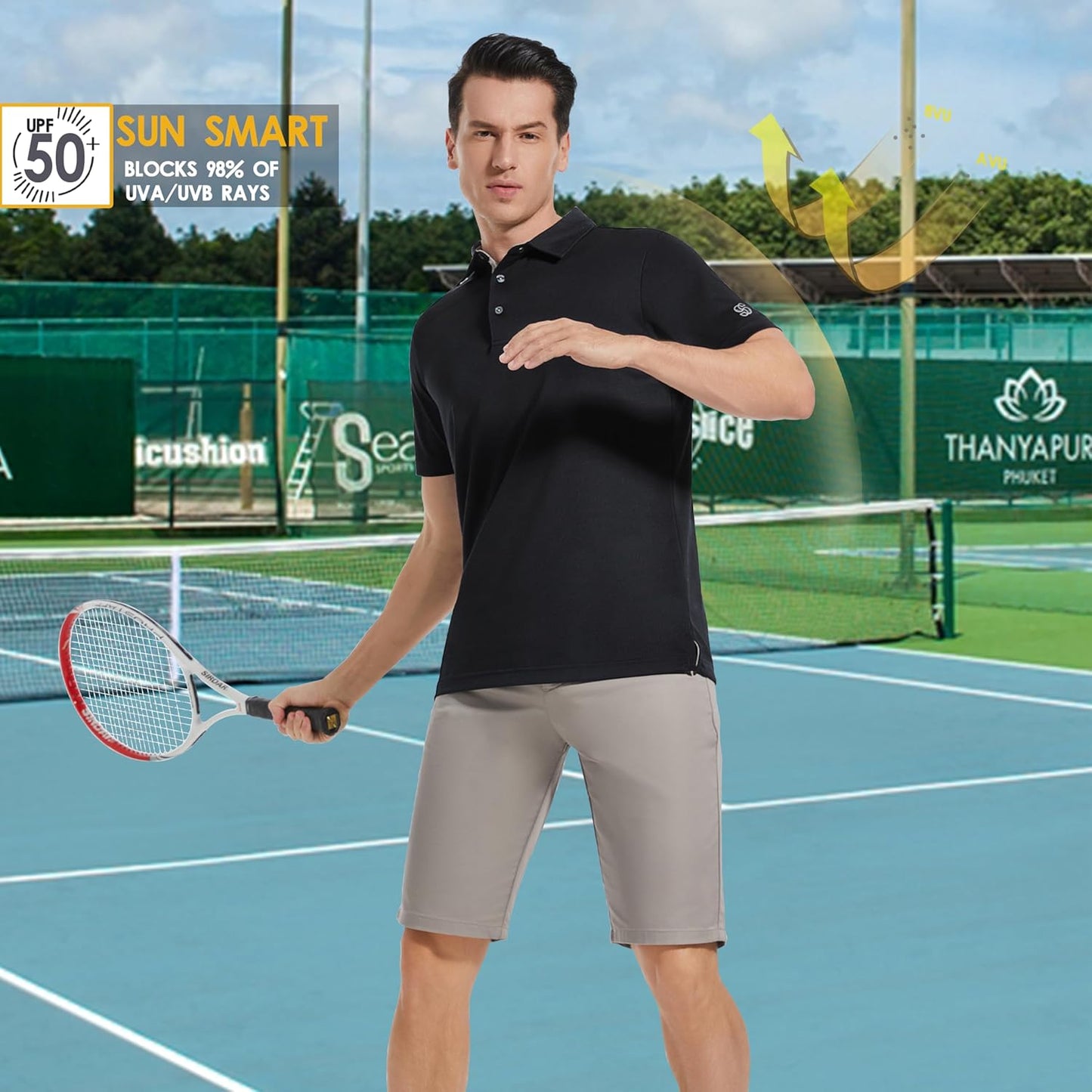 Mens Golf Shirt Short Sleeve Moisture Wicking Dry Fit Performance Solid Casual Pique Collared Golf Polo Shirts for Men