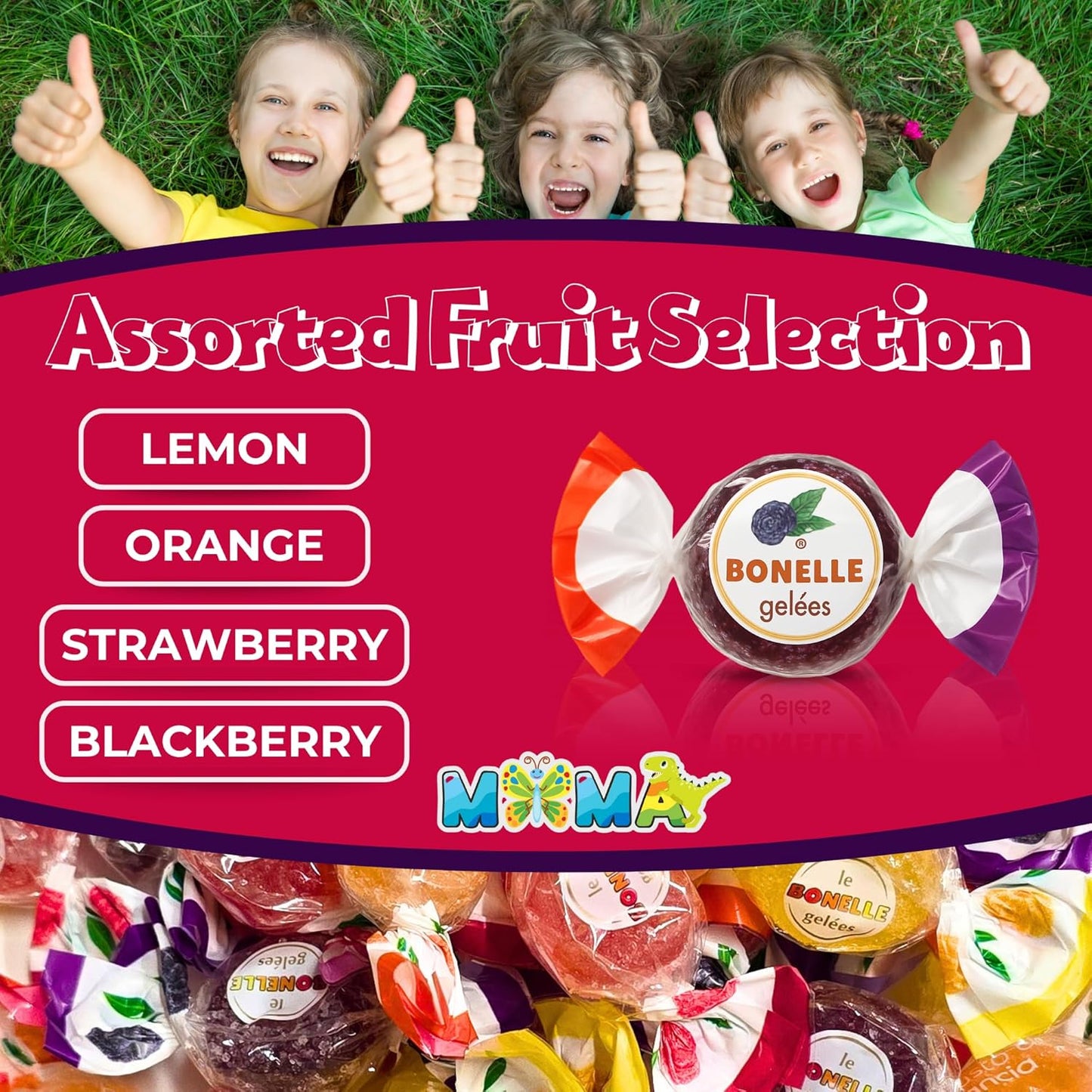 B0nelle Italian Rotonda Fruit Jelly Candy - 1 lb Assorted Individually Wrapped Jelly Fruit Candy - Delicious Mima's Memorial Day Mega Sale Treats for Gifting & Sharing