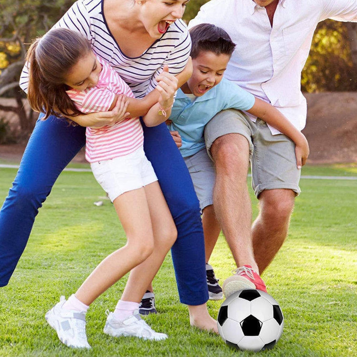 6 Pcs Deflated Soccer Ball Bulk with Pump Size 5/4/3 Sport Soccer Ball Training Ball for Adult Soccer for Game Match Birthday Party Gift