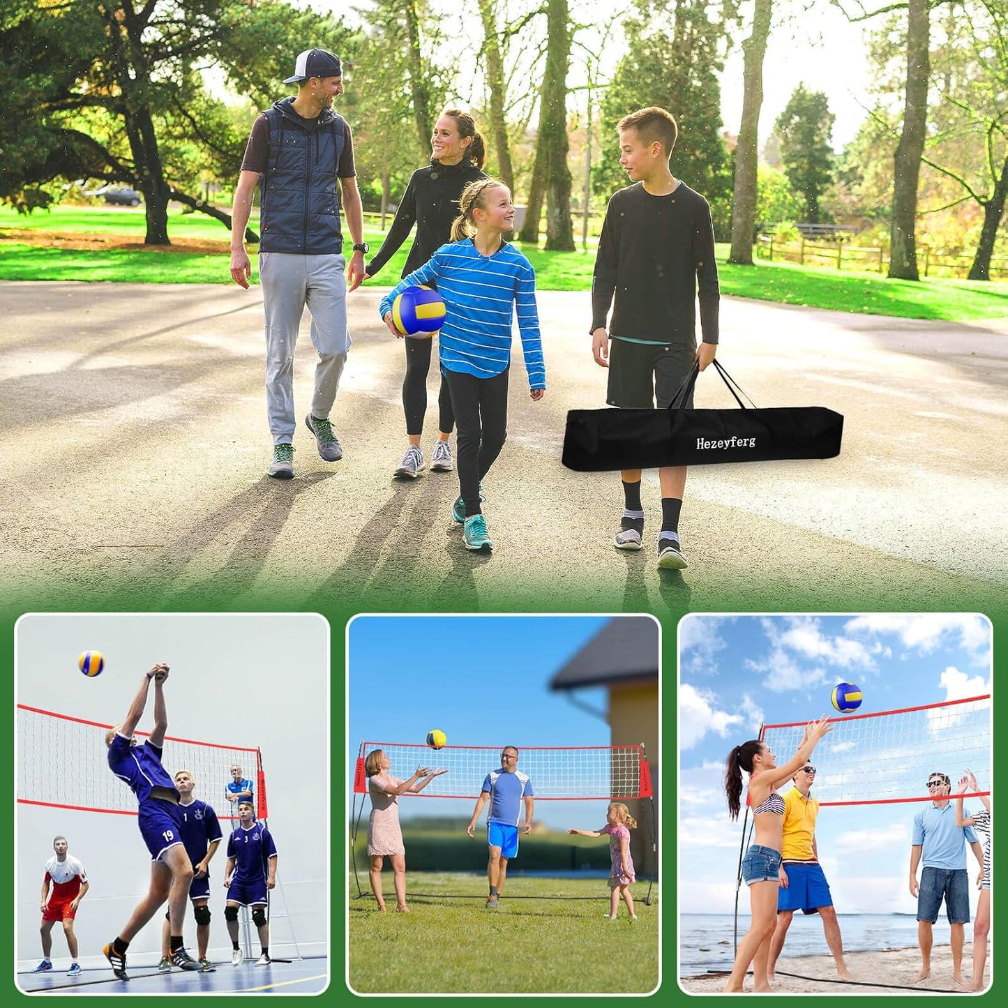 20FT/12FT Freestanding Volleyball Training Net, 5 Height Adjustable Portable Volleyball Net System, Quick Setup Practice Set for Indoor or Outdoor Use