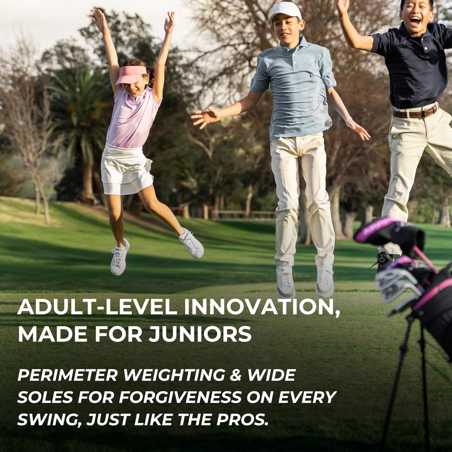Precise XD-J Junior Golf Clubs Set β Right & Left Hand Options β Kids Golf Clubs for Ages 3-5, 6-8, 9-12 β Lightweight Graphite Shafts, Hybrid Club, Stand Bag β Boys & Girls Golf Set