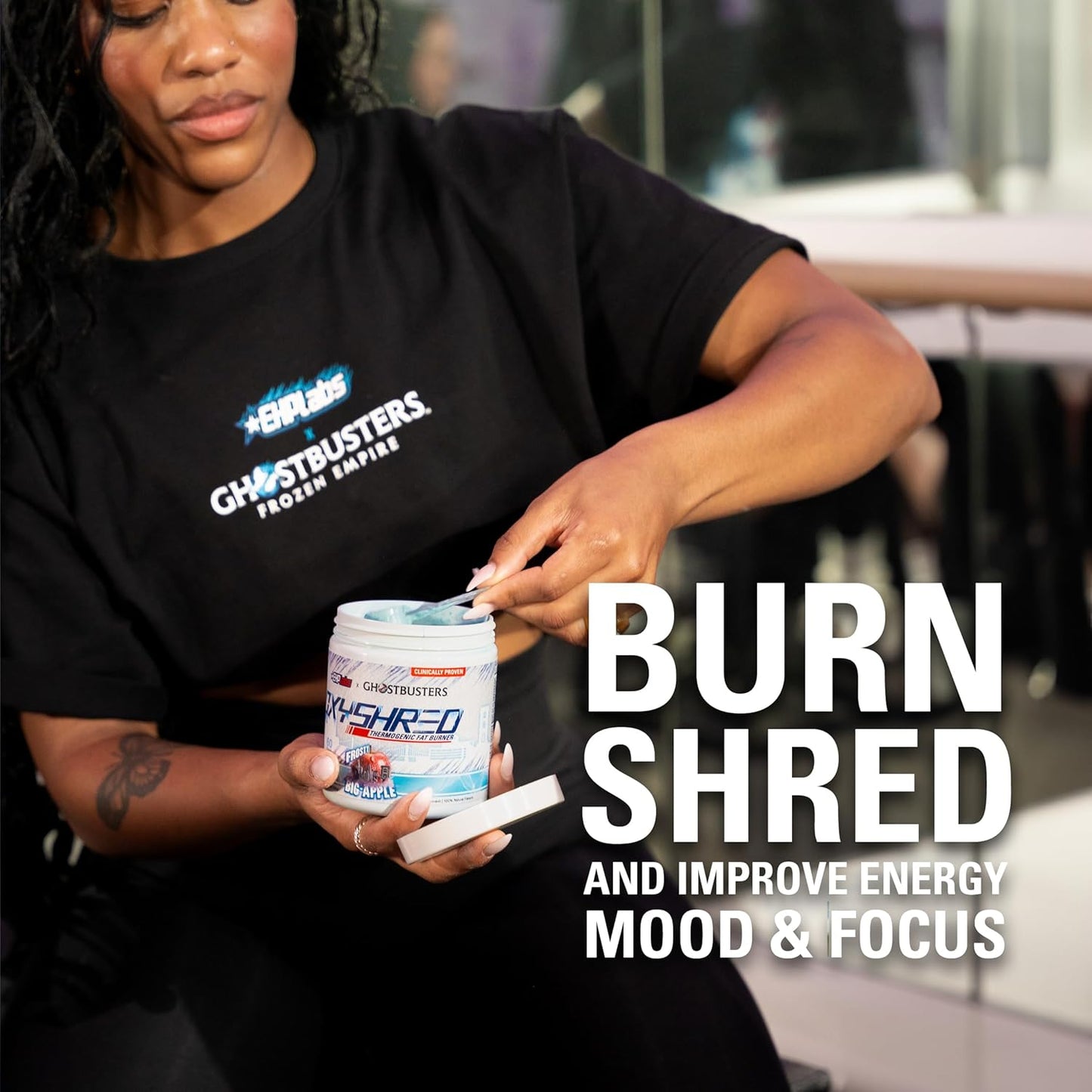 EHP Labs x Ghostbusters OxyShred Pre Workout Powder Supplement - Preworkout Powder with Acetyl L Carnitine, Energy Boost Drink - Frosty Big Apple, 60 Servings