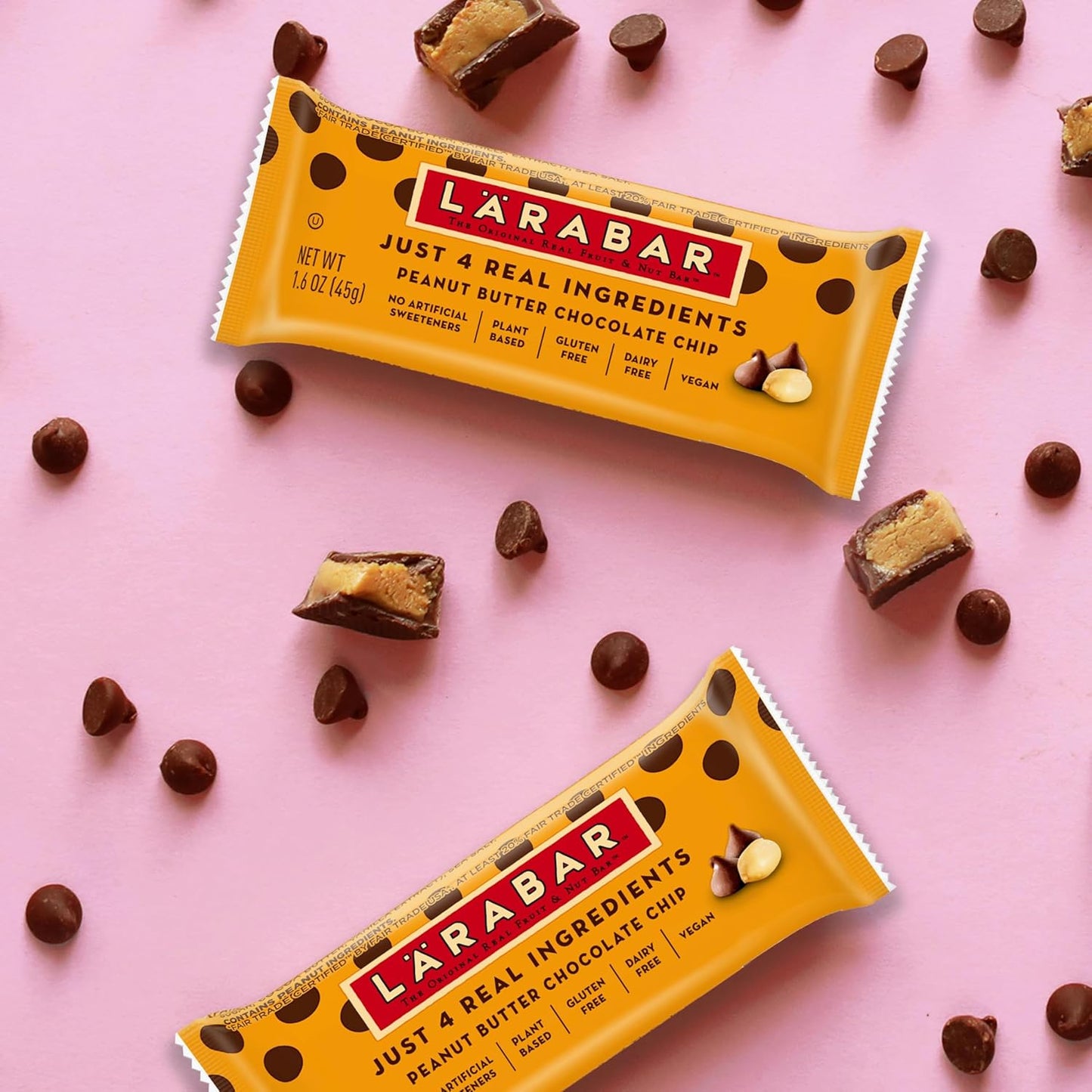 Larabar Peanut Butter Chocolate Chip, Fruit and Nut Bars, Gluten Free and Vegan, 9.6 oz, 6 Ct