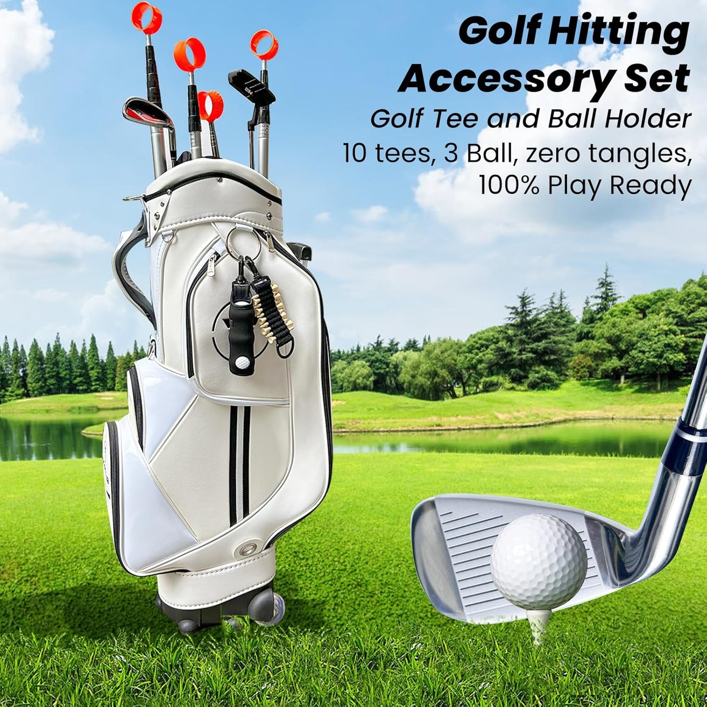 Golf Club Cleaner, Non-Leaking Stretchable Golf Club Brush with Microfiber Golf Towel (23.6 * 15.7 in), Strong Bristles Golf Brush Can Hold 5oz Water, Essentials Golf Accessories for Men