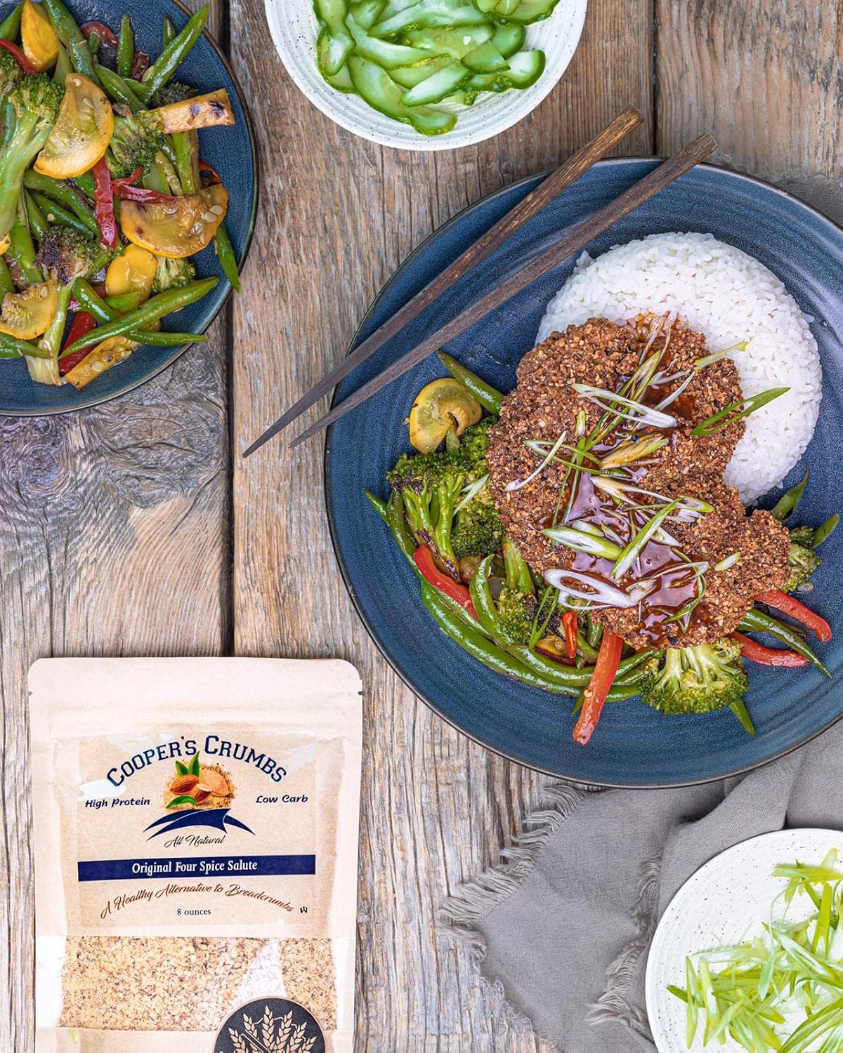 Cooper's Crumbs All Natural Gluten Free Low Carb Bread Crumb Alternative, High Protein, Vegan, Certified Kosher, Paleo, Keto (Original Four Spice Salute)