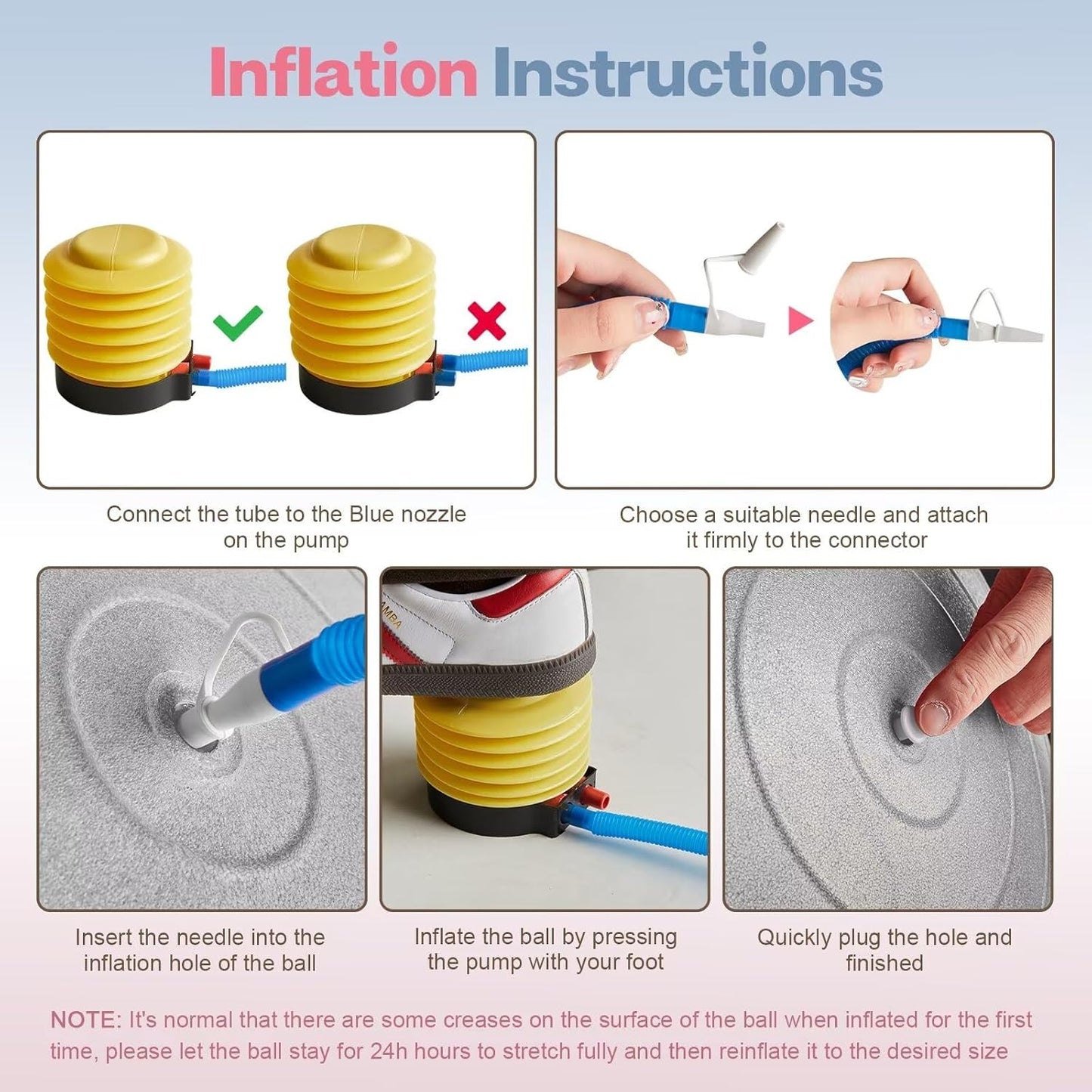 Exercise Ball, Extra Thick Yoga Ball for Workout Pregnancy Stability, 4 Sizes Anti-Burst Balance Ball with Foot Pump - Heavy Duty Fitness Ball Chair for Office, Home & Gym